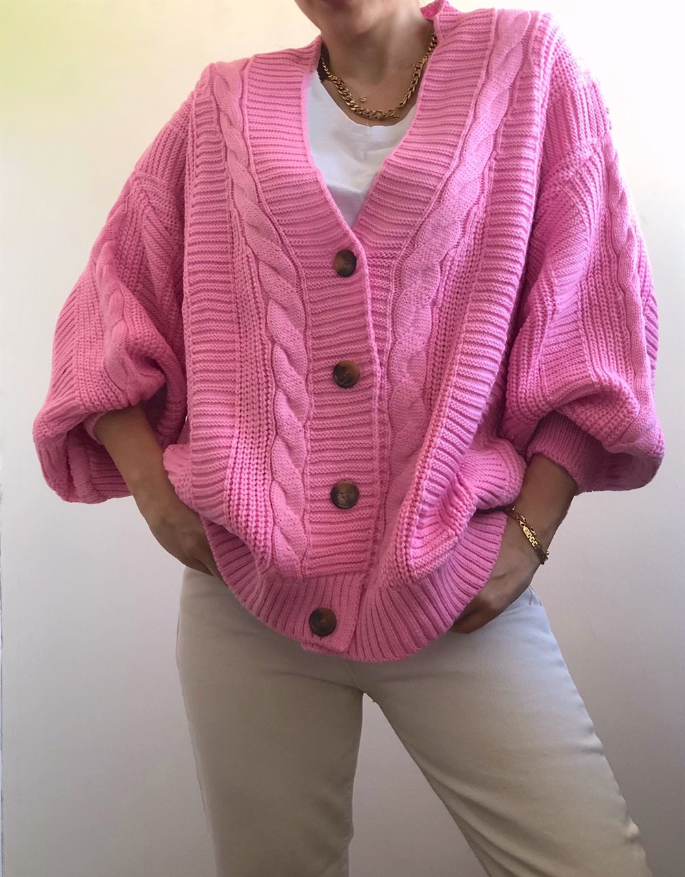 Pembe Oversize Hırka