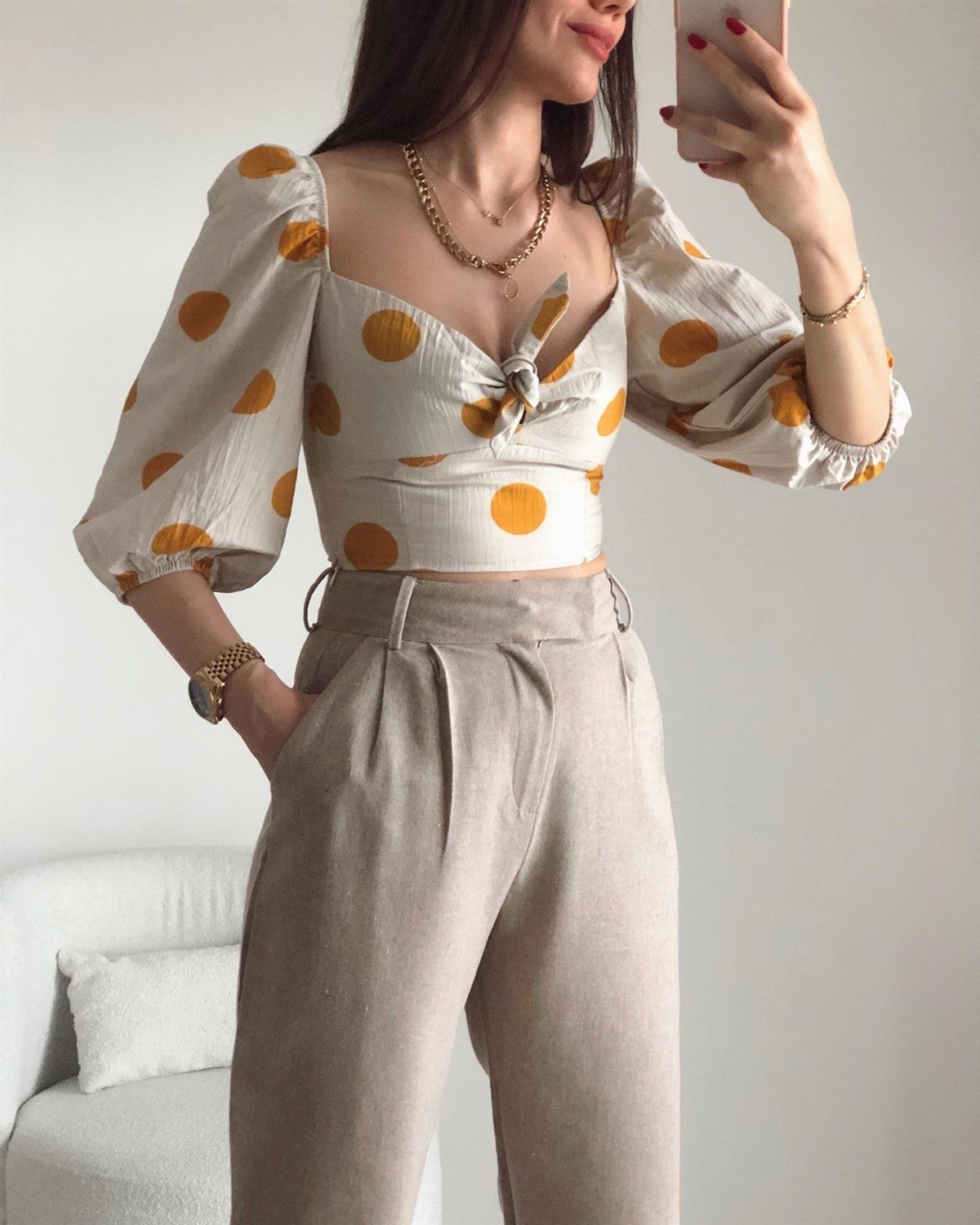 Puantiyeli Poplin Crop