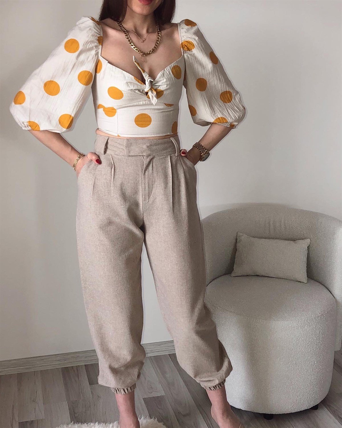 Puantiyeli Poplin Crop