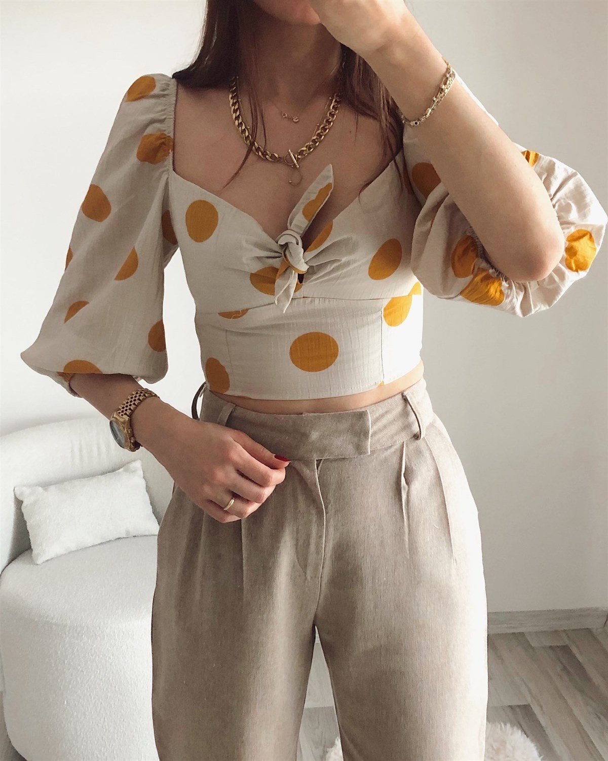 Puantiyeli Poplin Crop