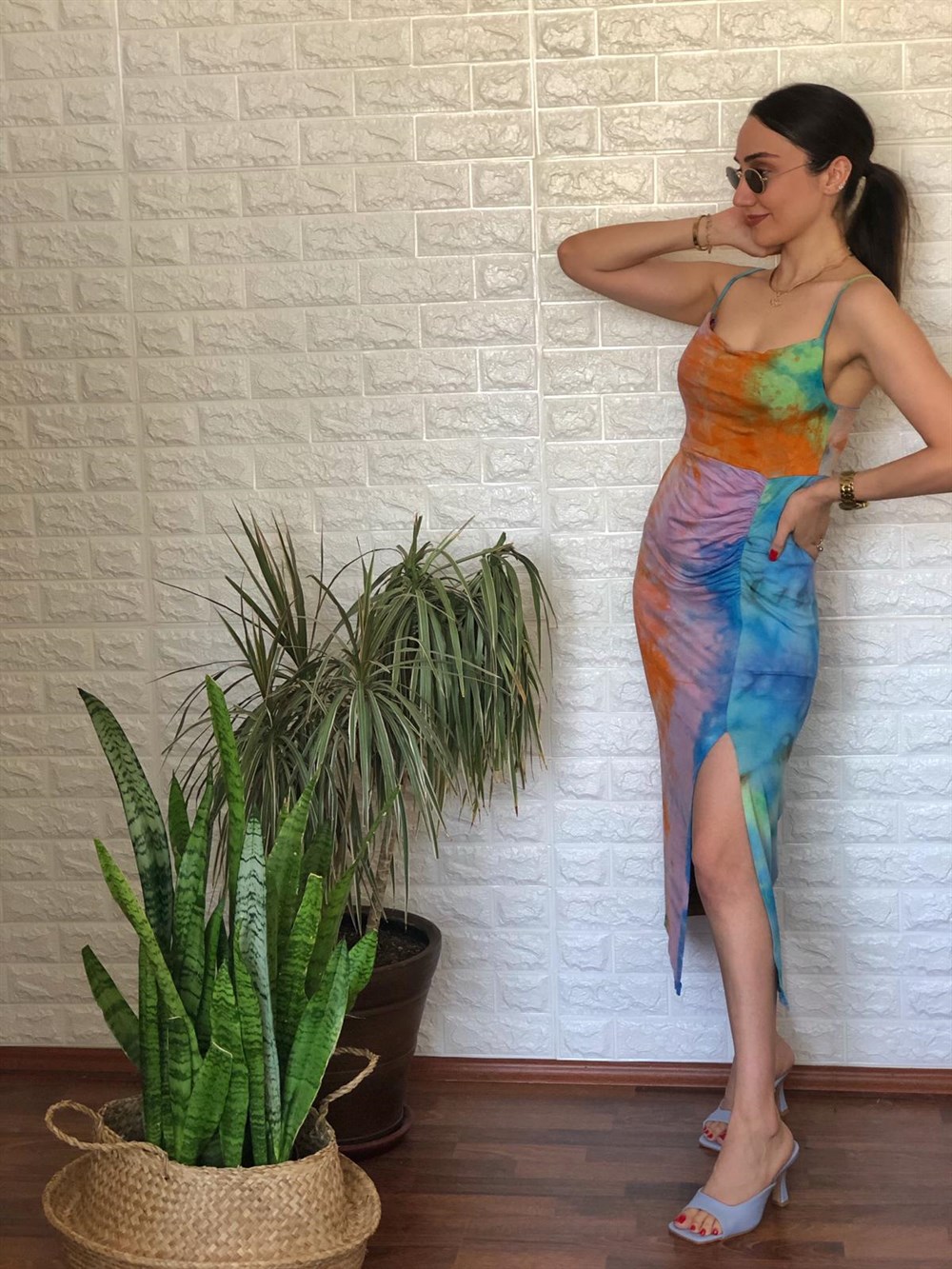 Renkli Batik Penye Elbise