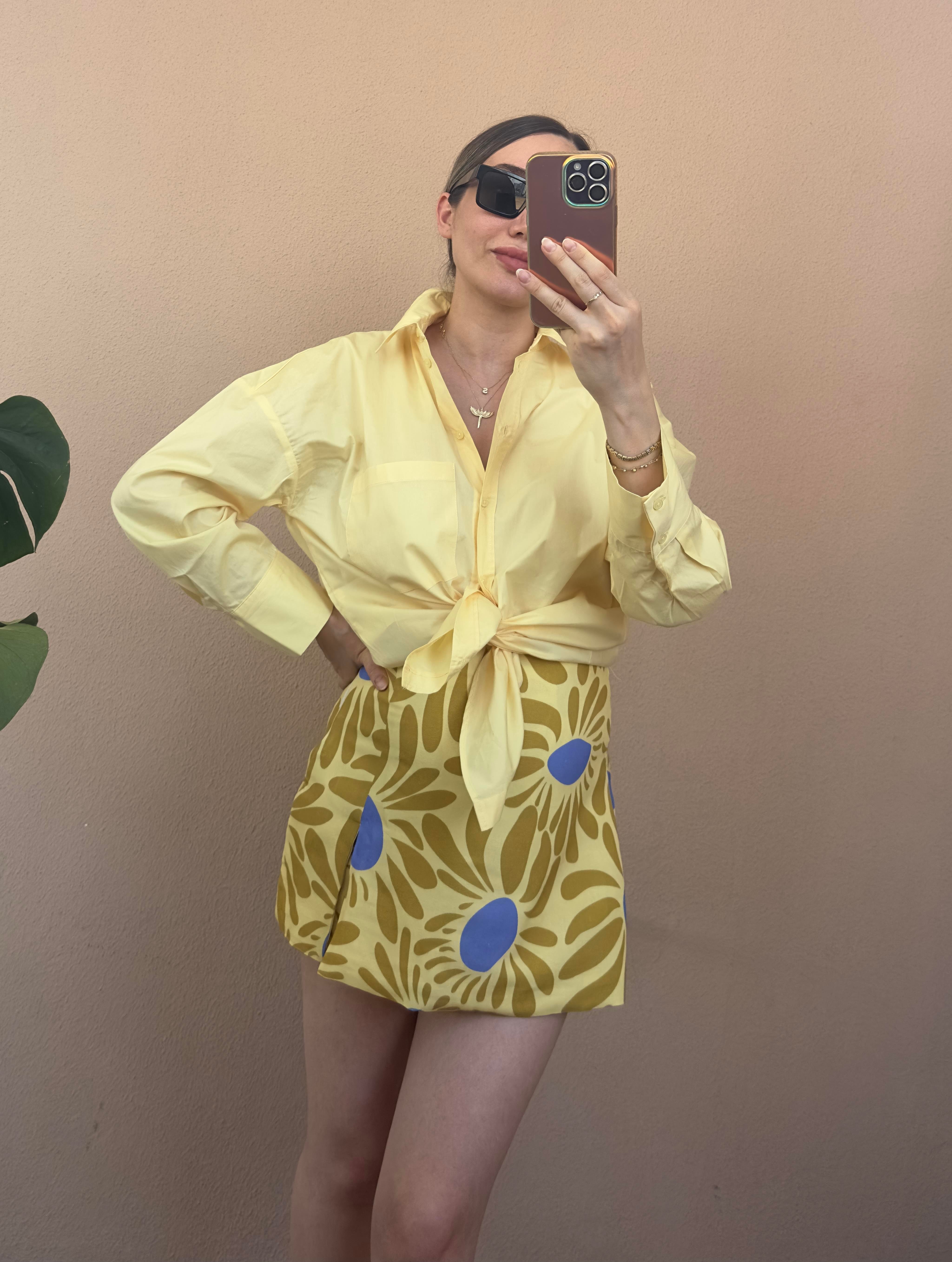 Sarı Desenli Şort Etek