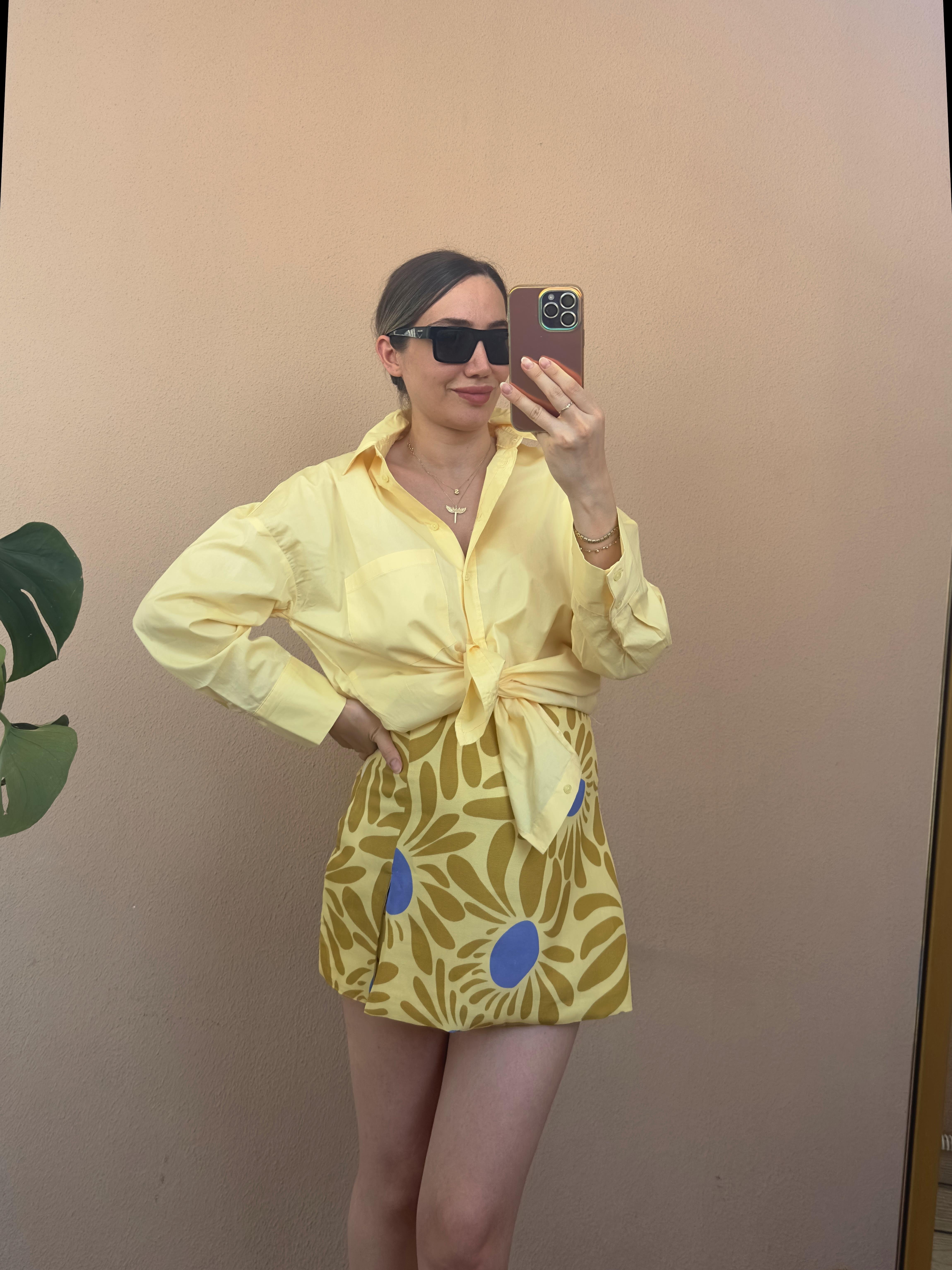 Sarı Desenli Şort Etek