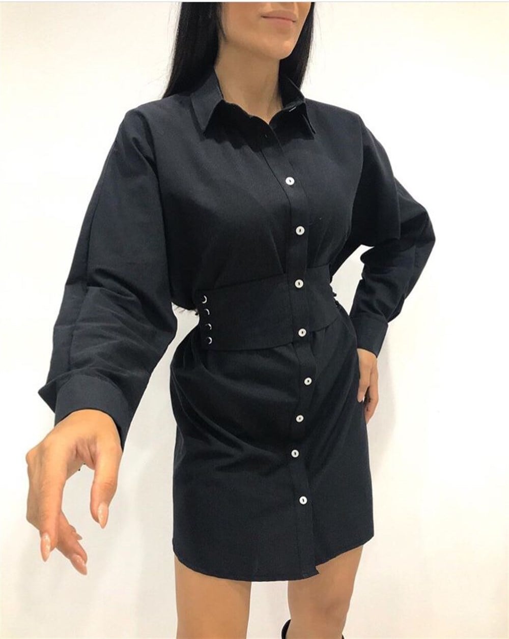 Siyah Gömlek Elbise