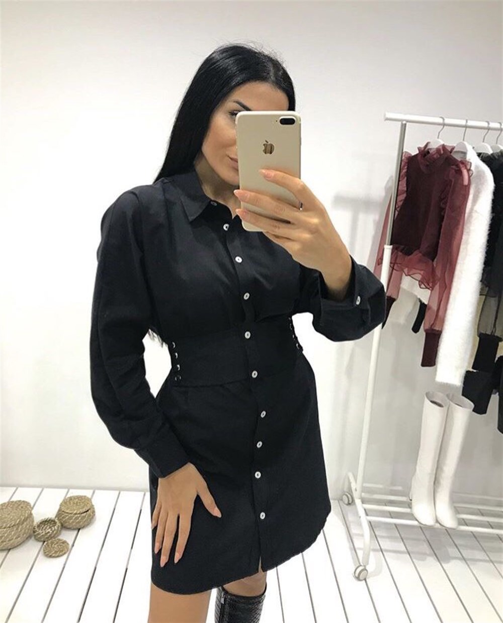 Siyah Gömlek Elbise