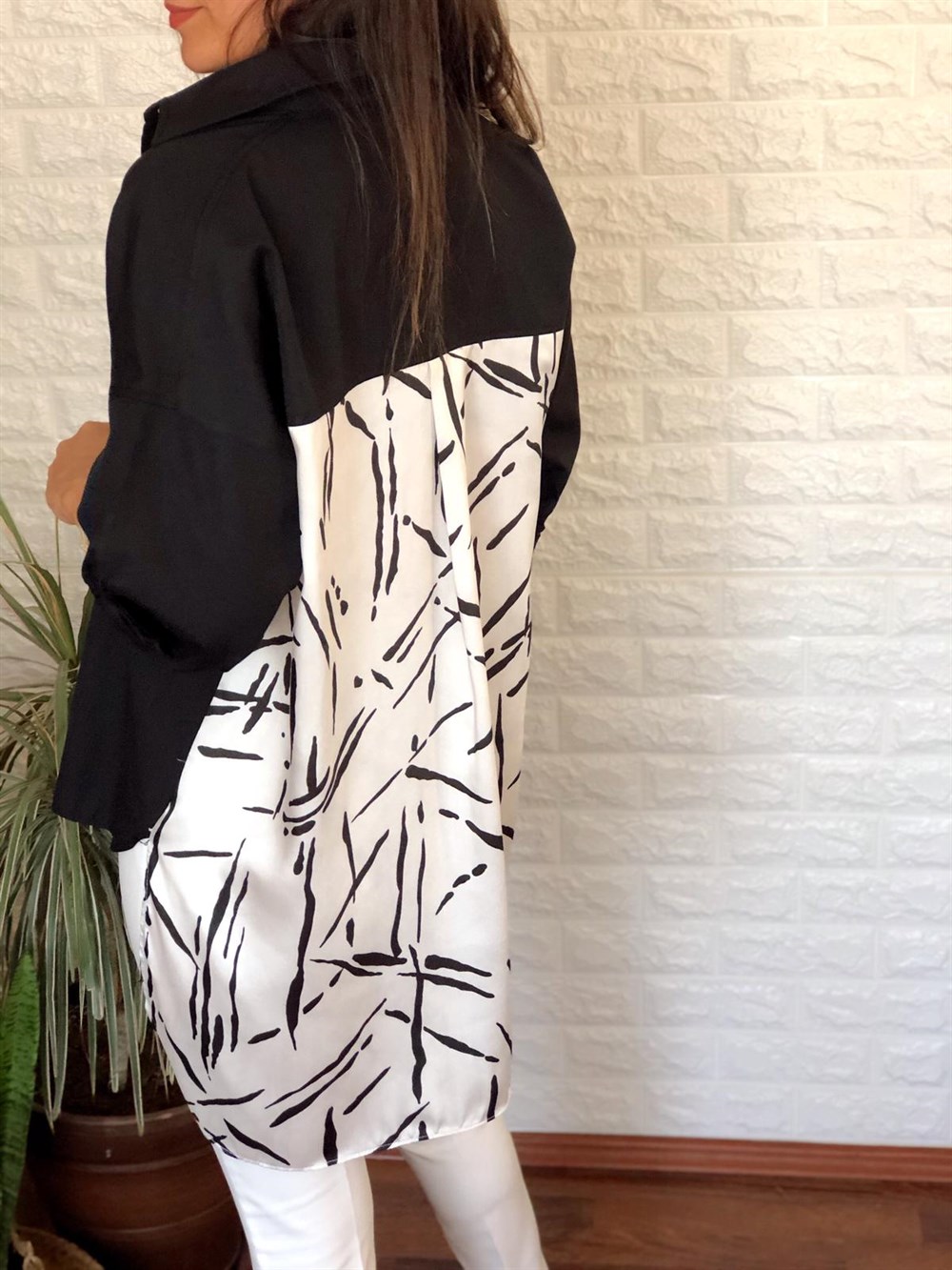 Tasarım Poplin Siyah Gömlek