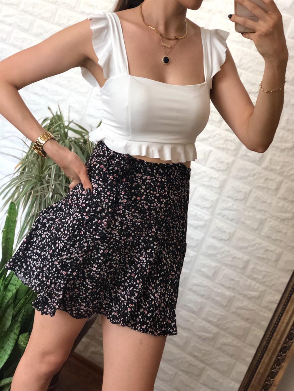 Viskon Siyah Şort Etek