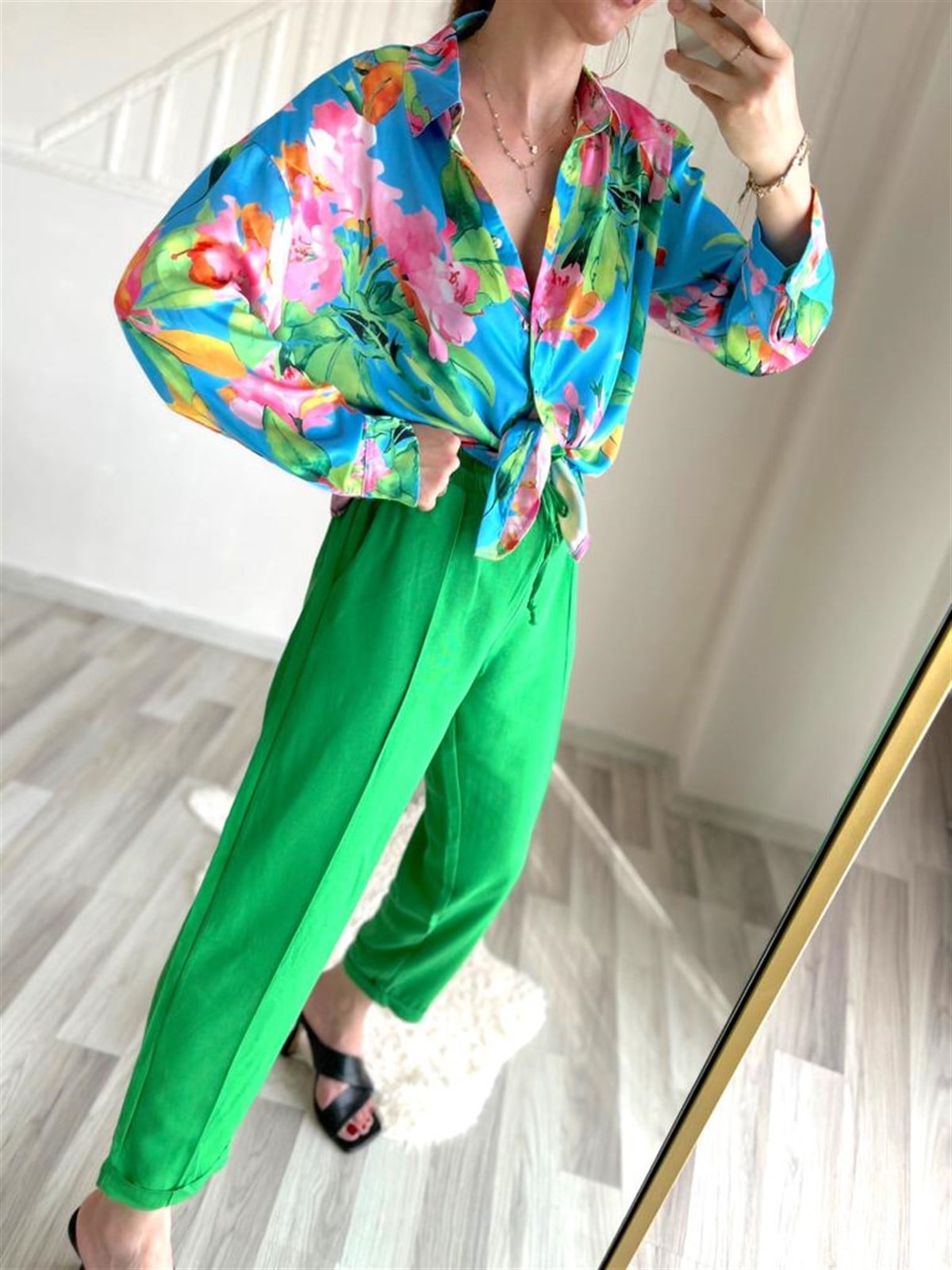 Yeşil Keten Pantolon