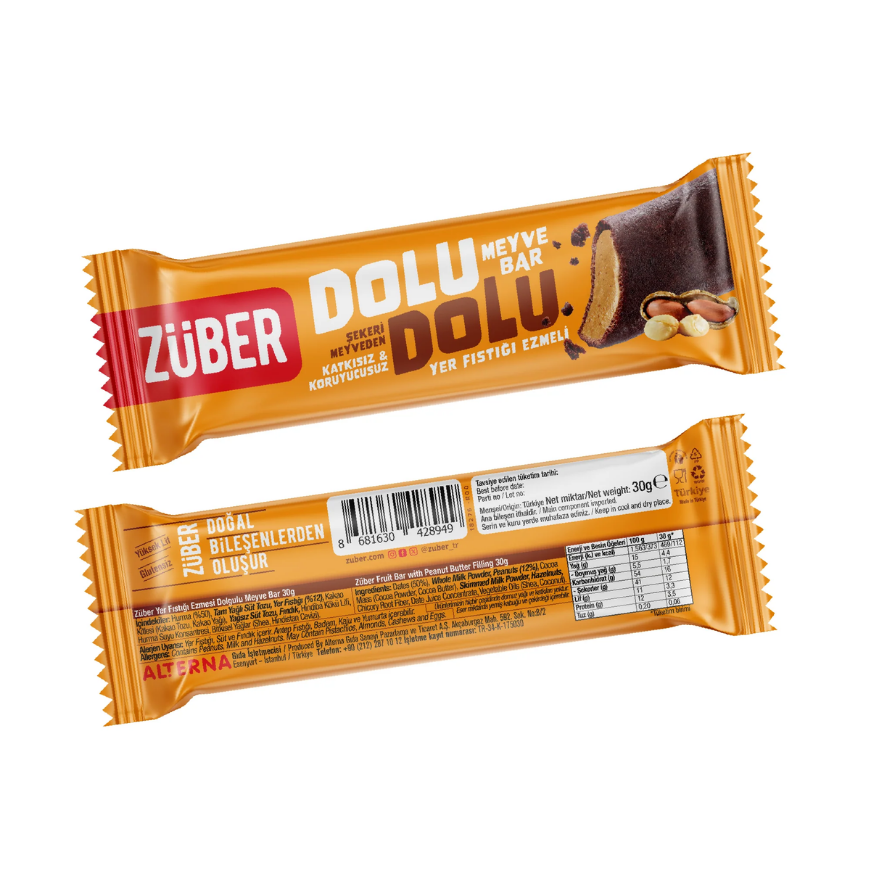 Dolu Dolu Yer Fıstığı Ezmeli Meyve Bar 30 g