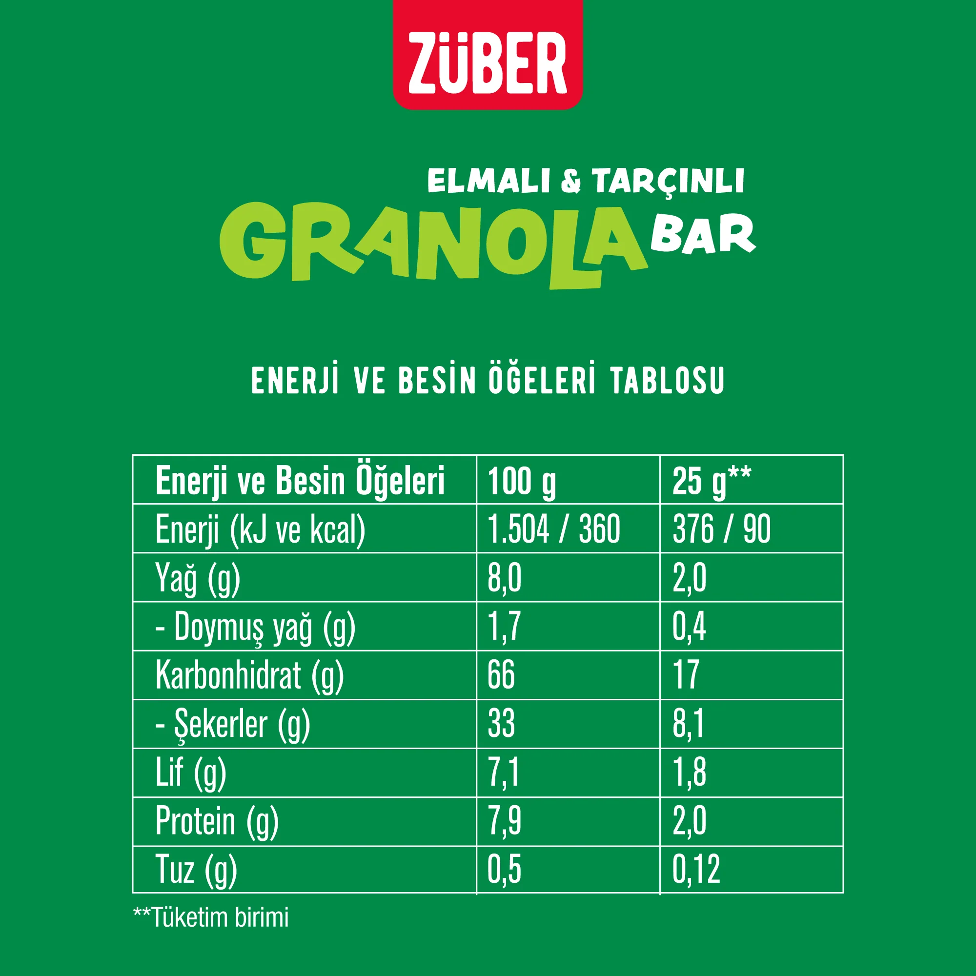 Elmalı - Tarçınlı Granola Bar 25 g
