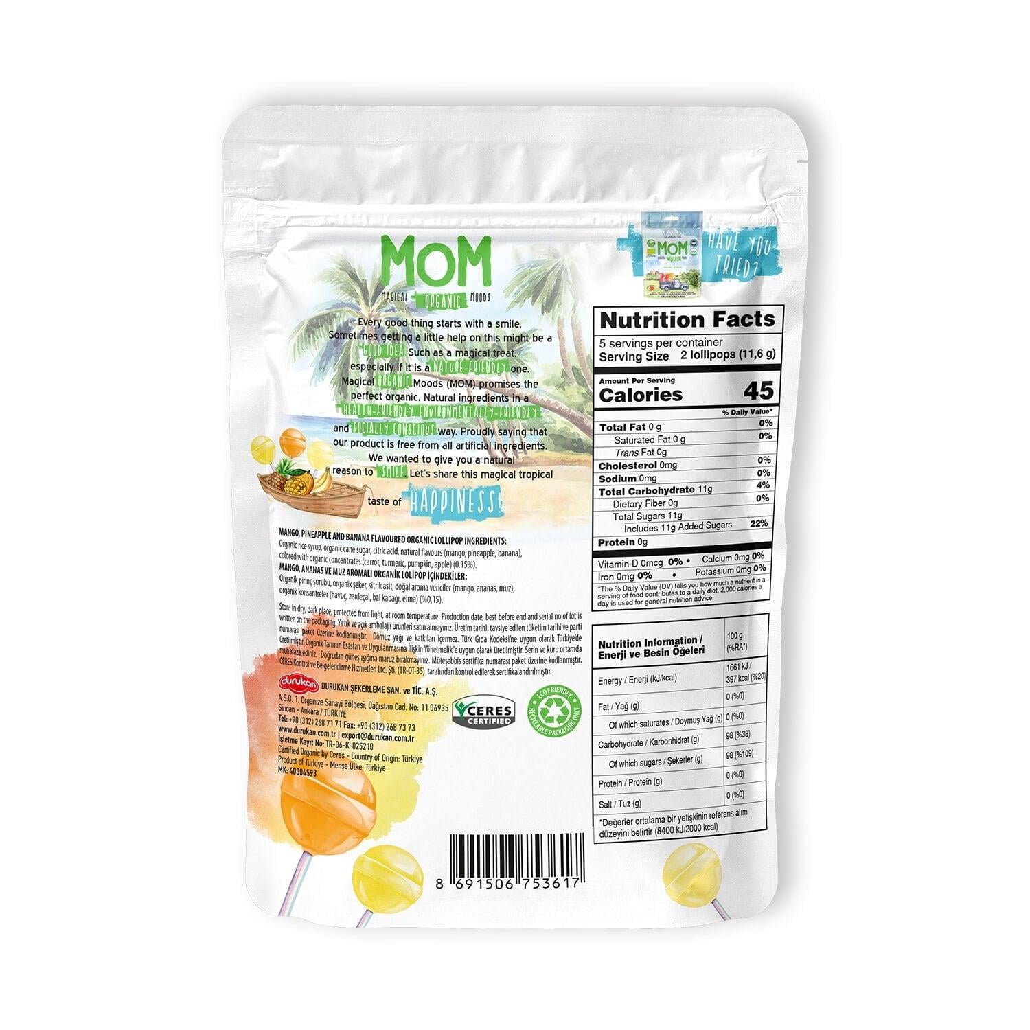 Organik Tropikal Lolipop 58 g