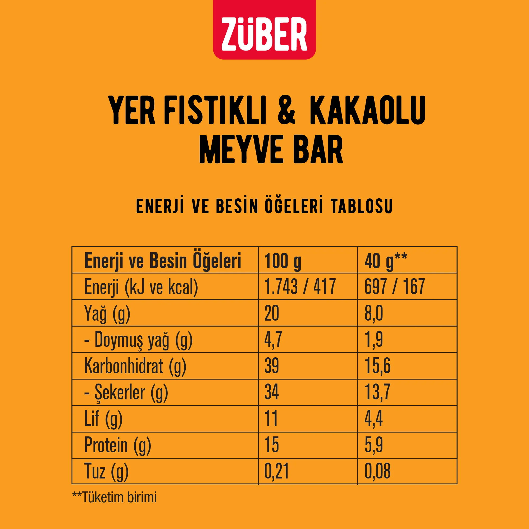 Yer Fıstıklı - Kakaolu Meyve Bar 40 g