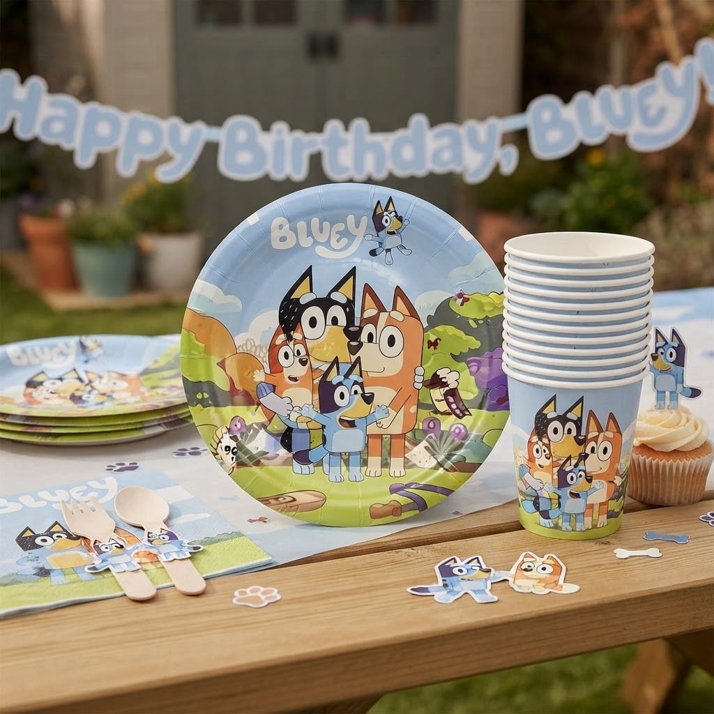 Bluey Temalı Tabak ve Bardak Seti (8 Kişilik)