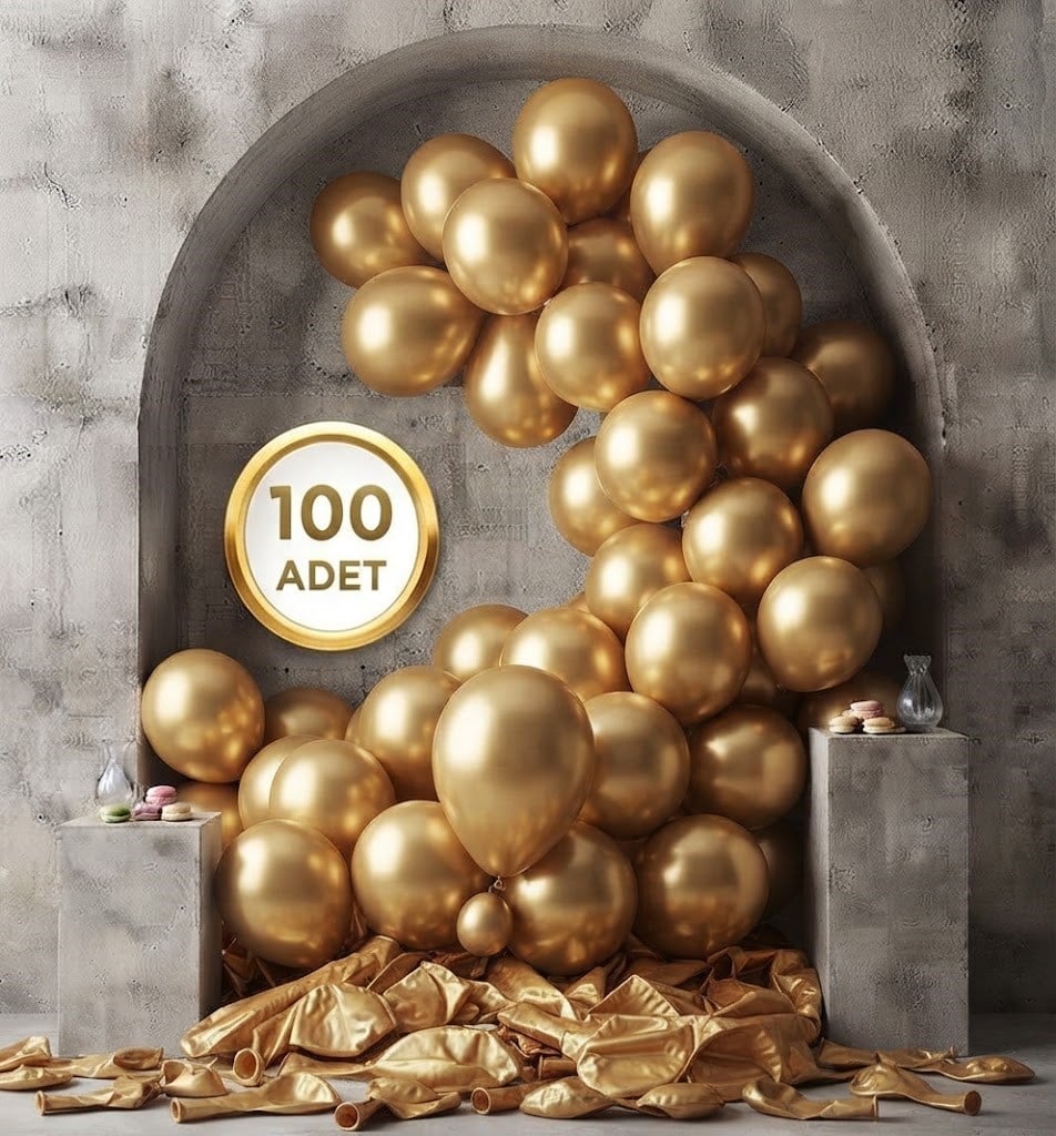 Gold Metalik Balon (100 adet)