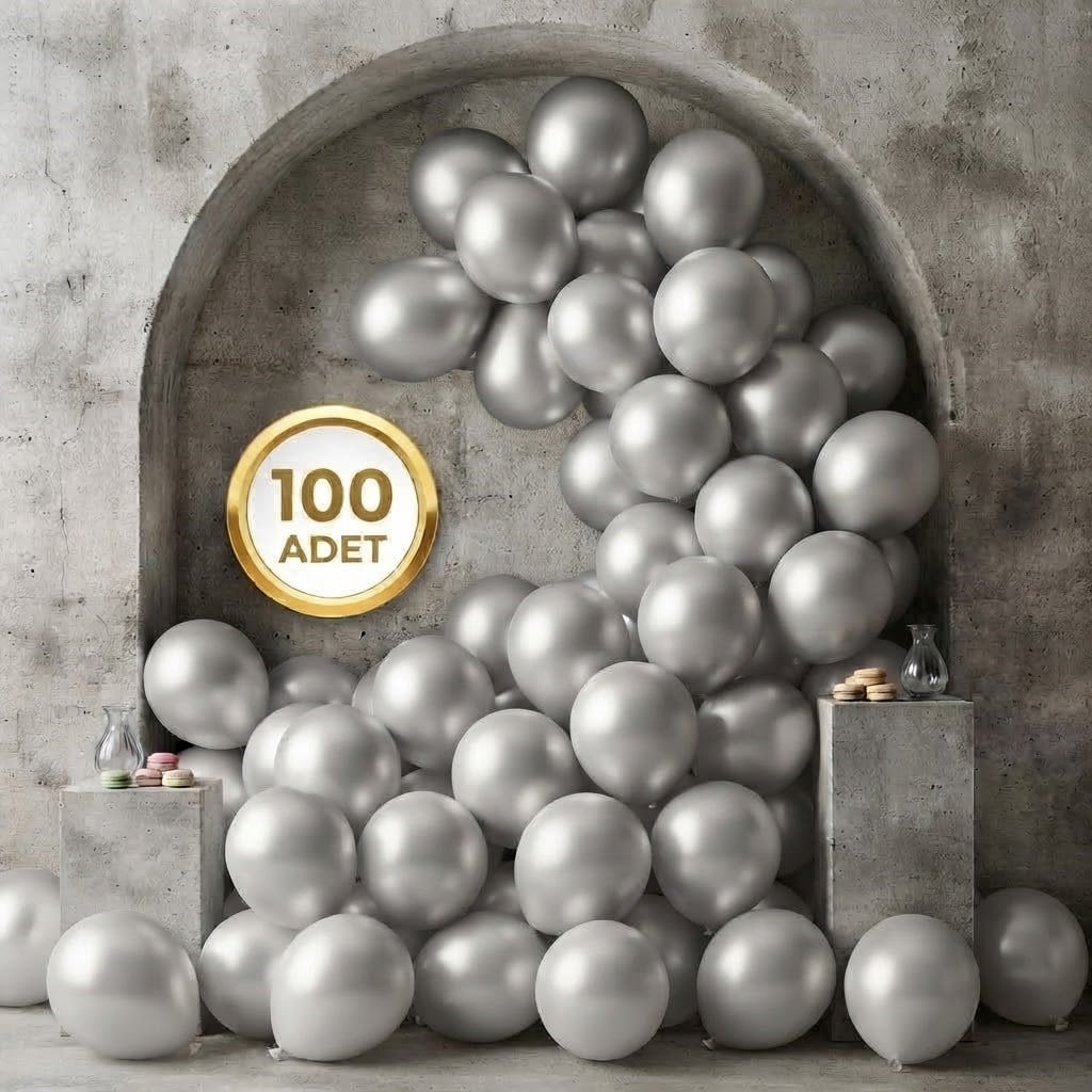 Gümüş Metalik Balon (100 adet)