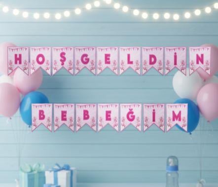 PEMBE HOŞGELDİN BEBEĞİM YAZI 