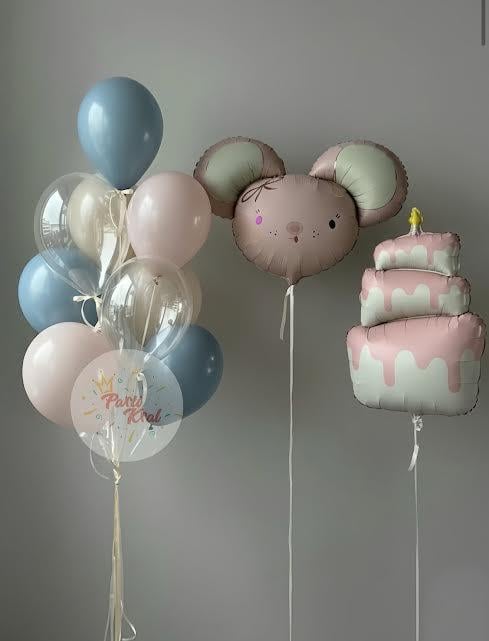 Sevimli Fare Konseptli Doğum Günü Balon Buketi