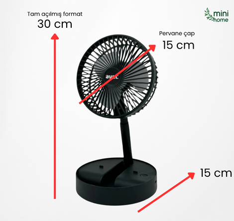 Minihome Şarjlı Katlanabilir Masa Üstü Fan