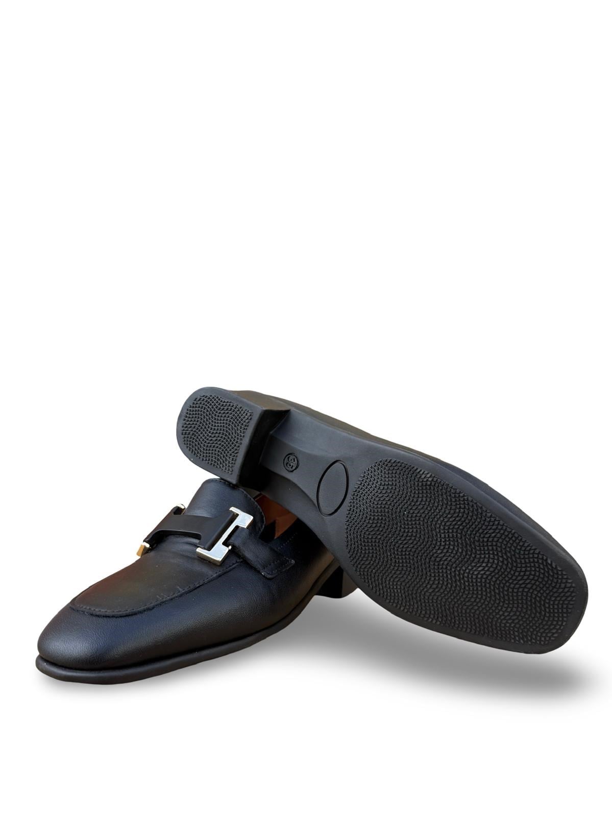 26143249A Hakiki Deri Kadın Loafer Babet Siyah