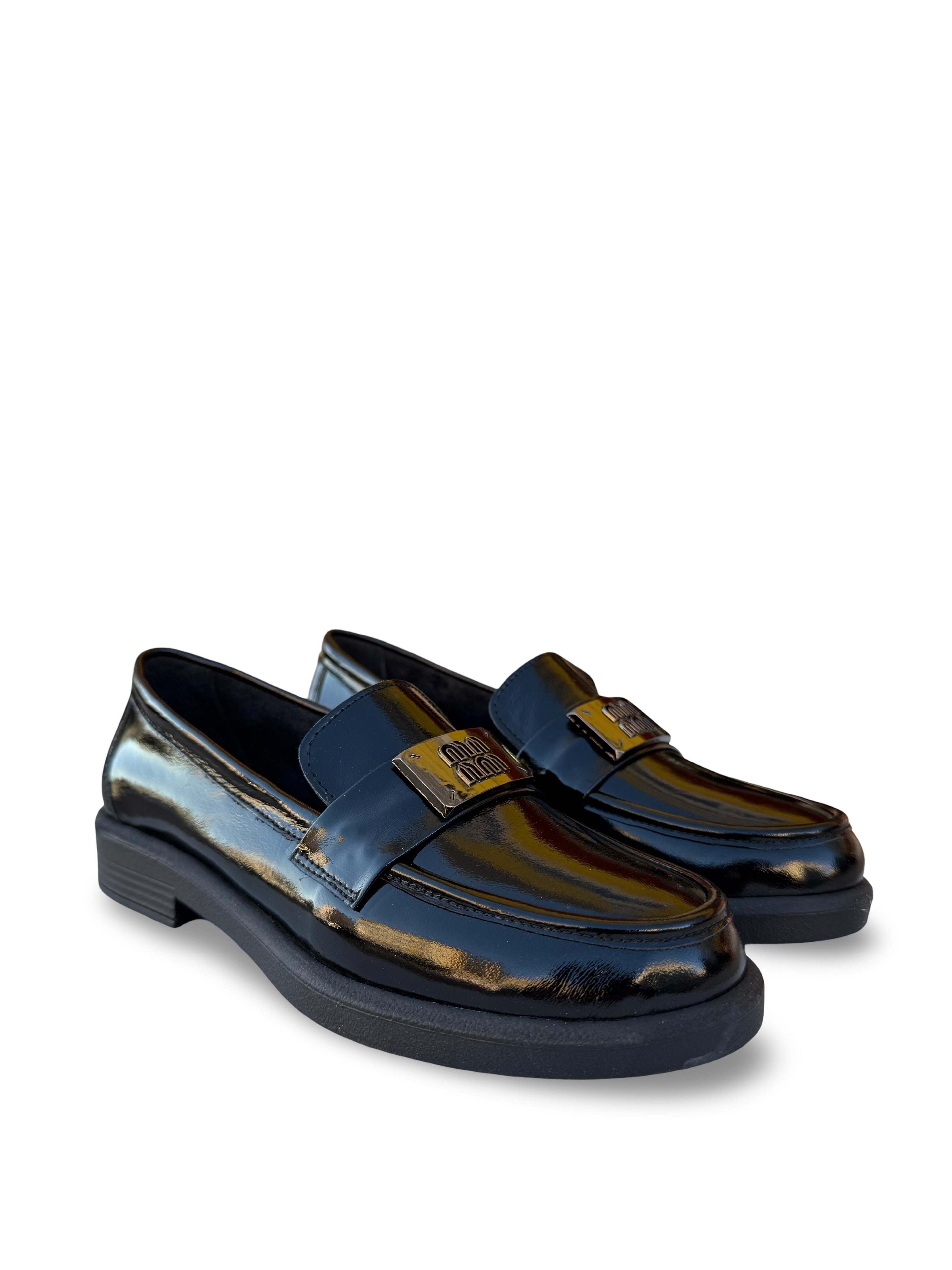 Bty04528 Hakiki Deri Kadın Loafer & Babet Siyah Rugan