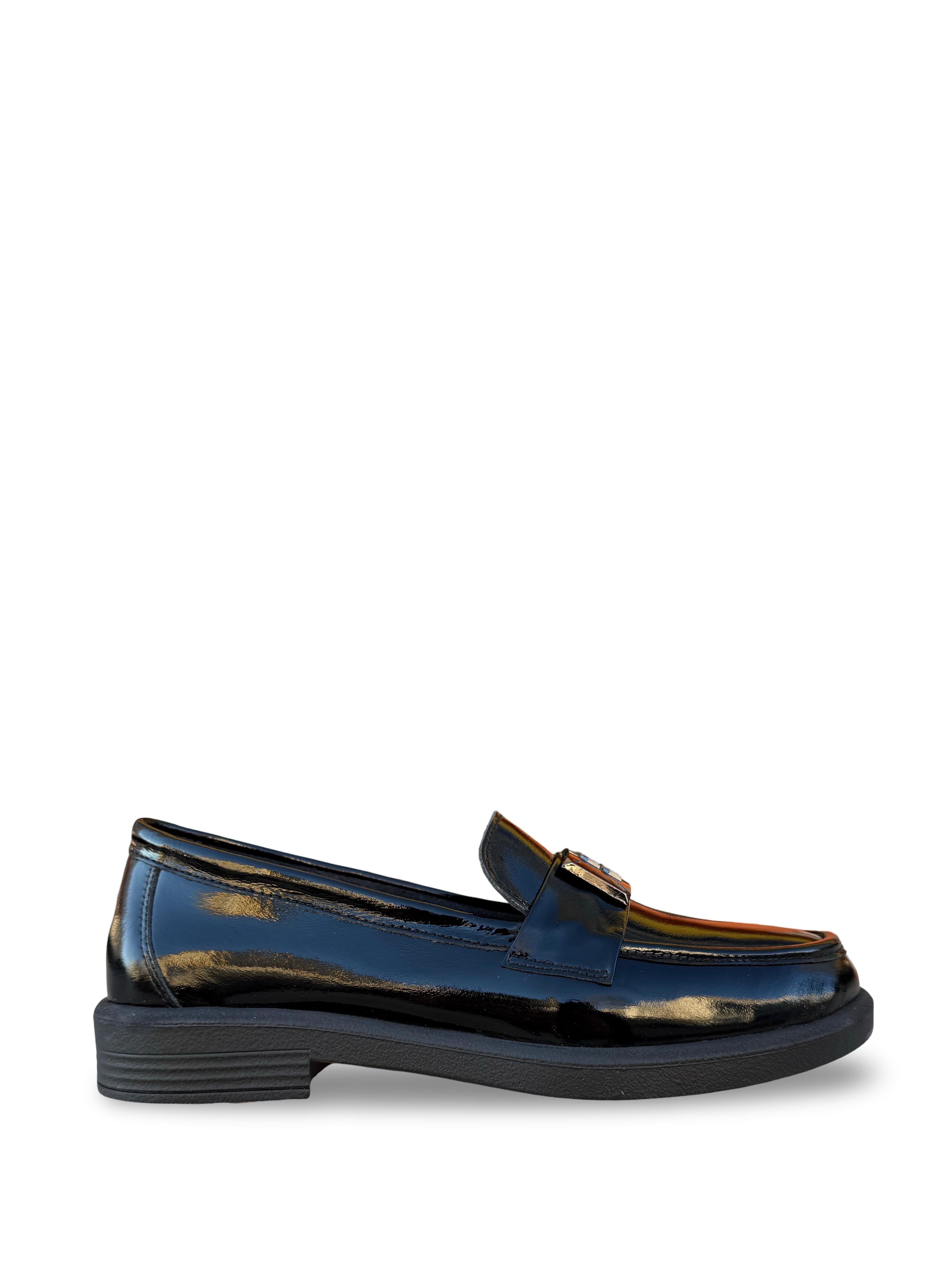 Bty04528 Hakiki Deri Kadın Loafer & Babet Siyah Rugan