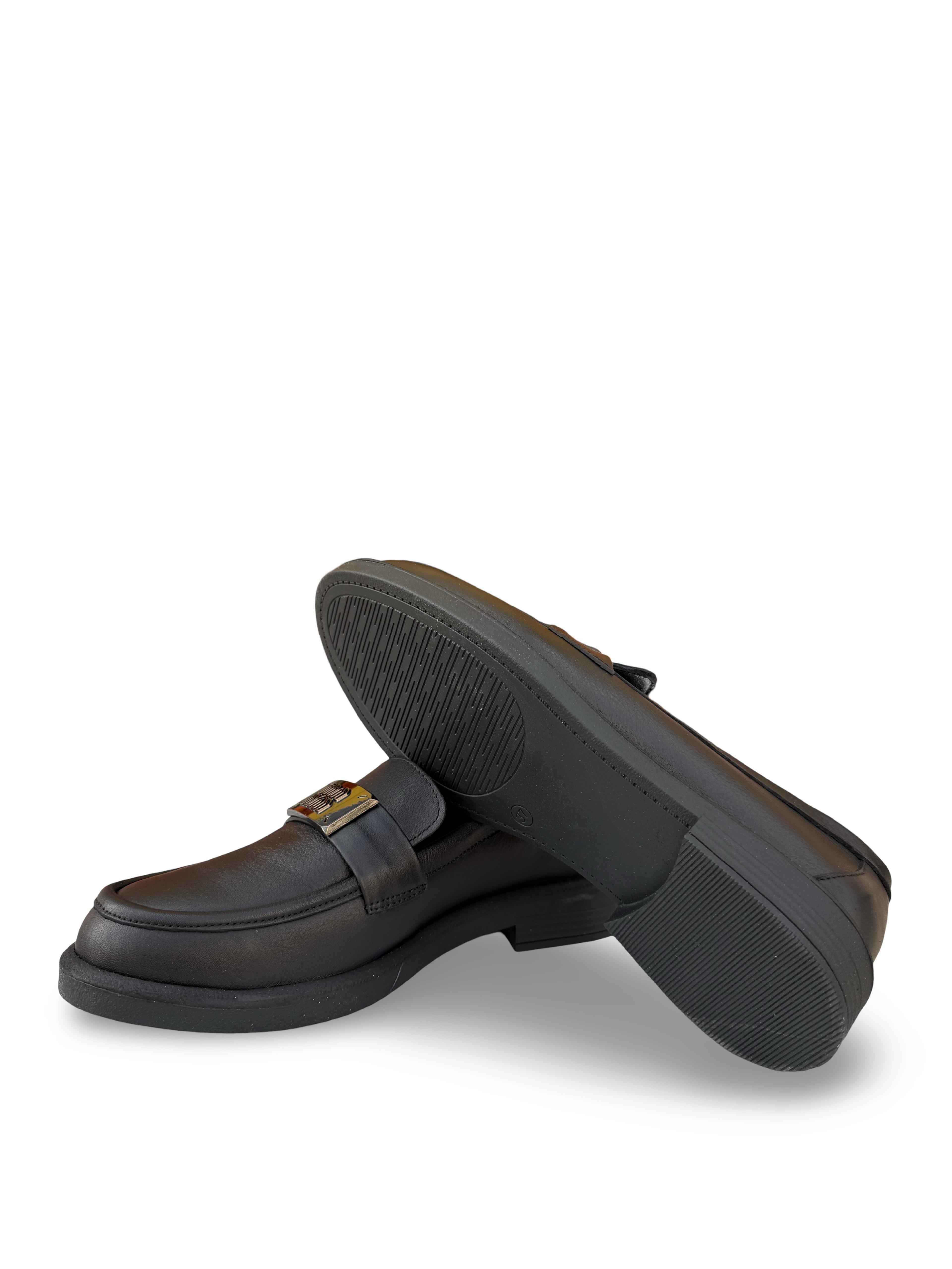 Bty04528 Hakiki Deri Kadın Loafer & Babet Siyah