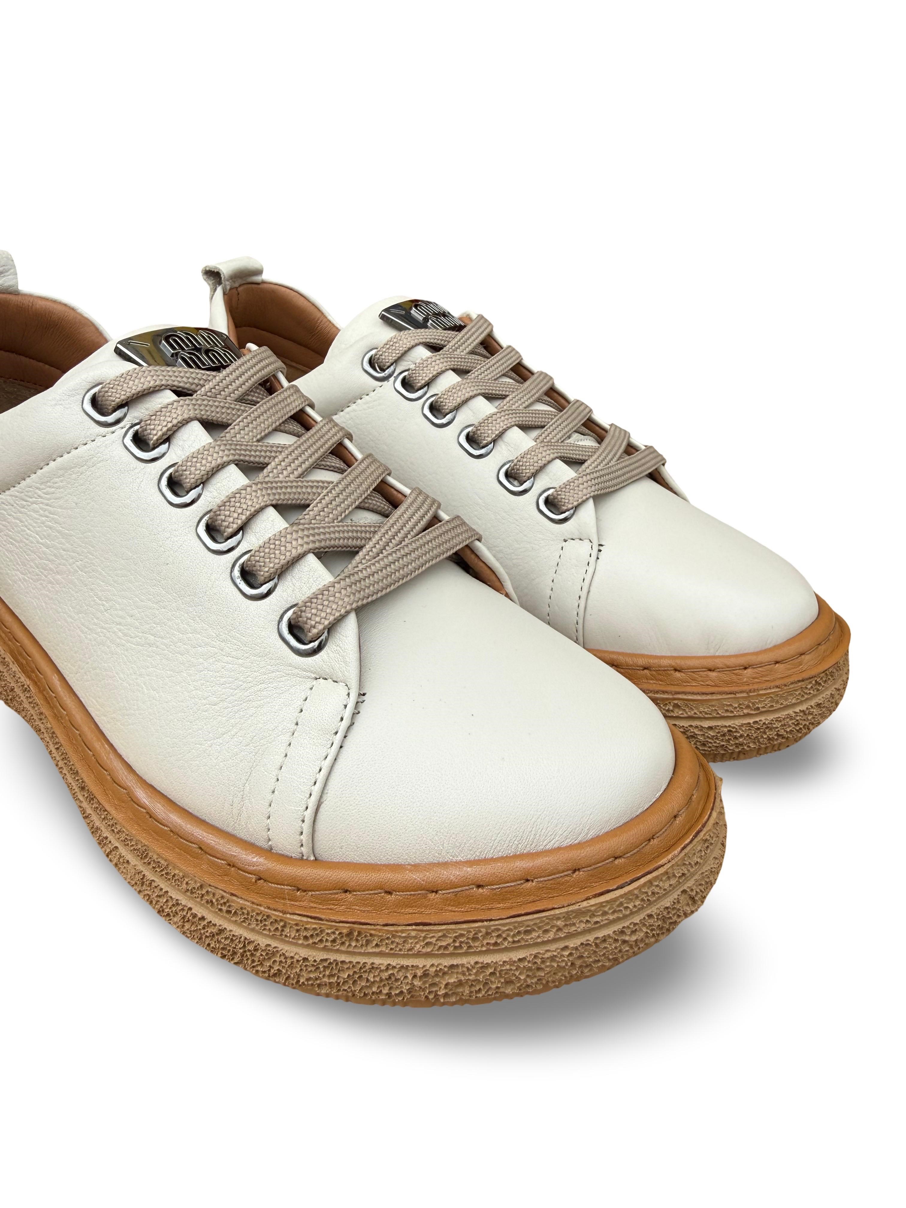 Bty2022685 Hakiki Deri Kadın Comfort Taban Casual Bej