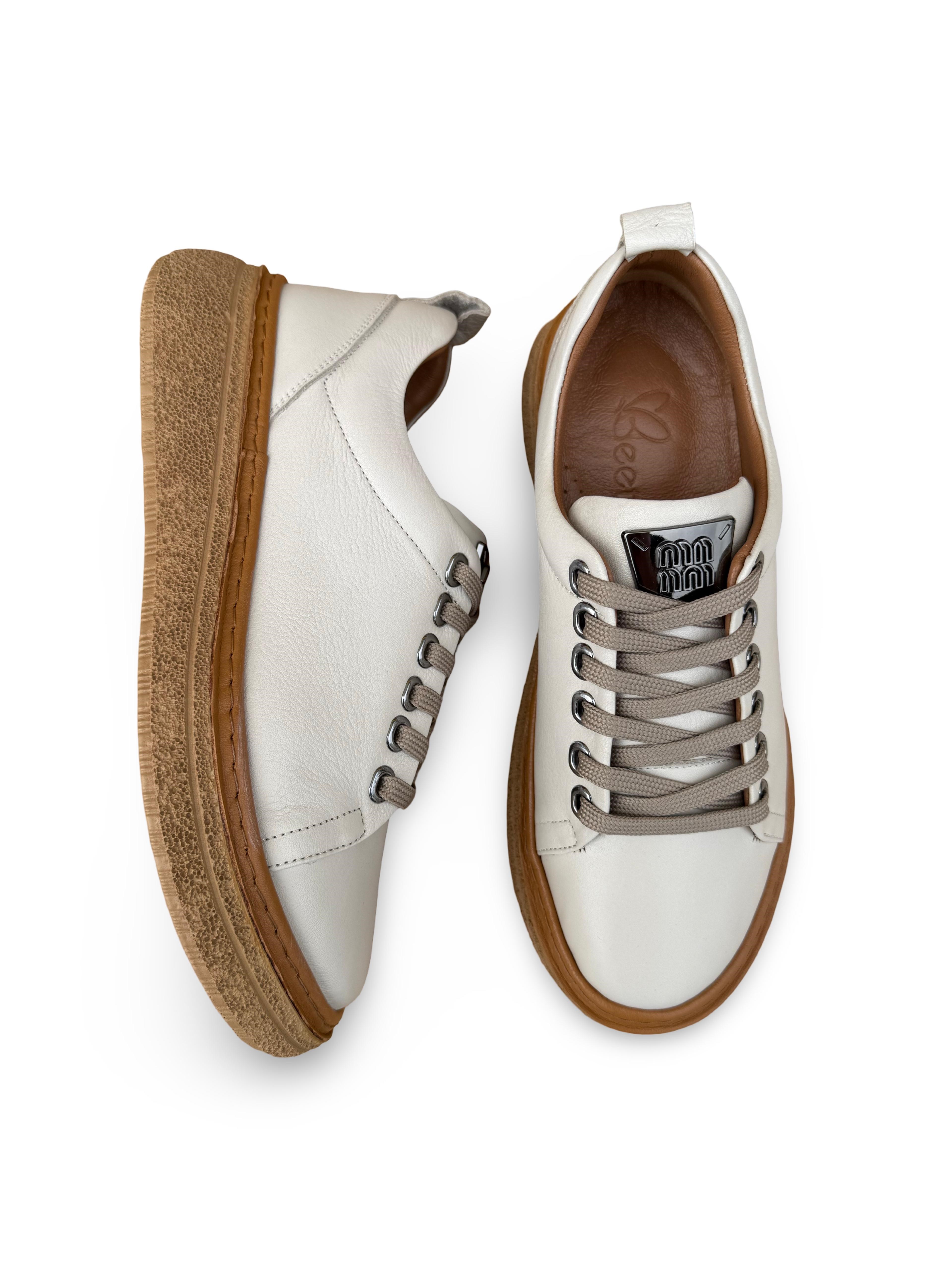 Bty2022685 Hakiki Deri Kadın Comfort Taban Casual Bej