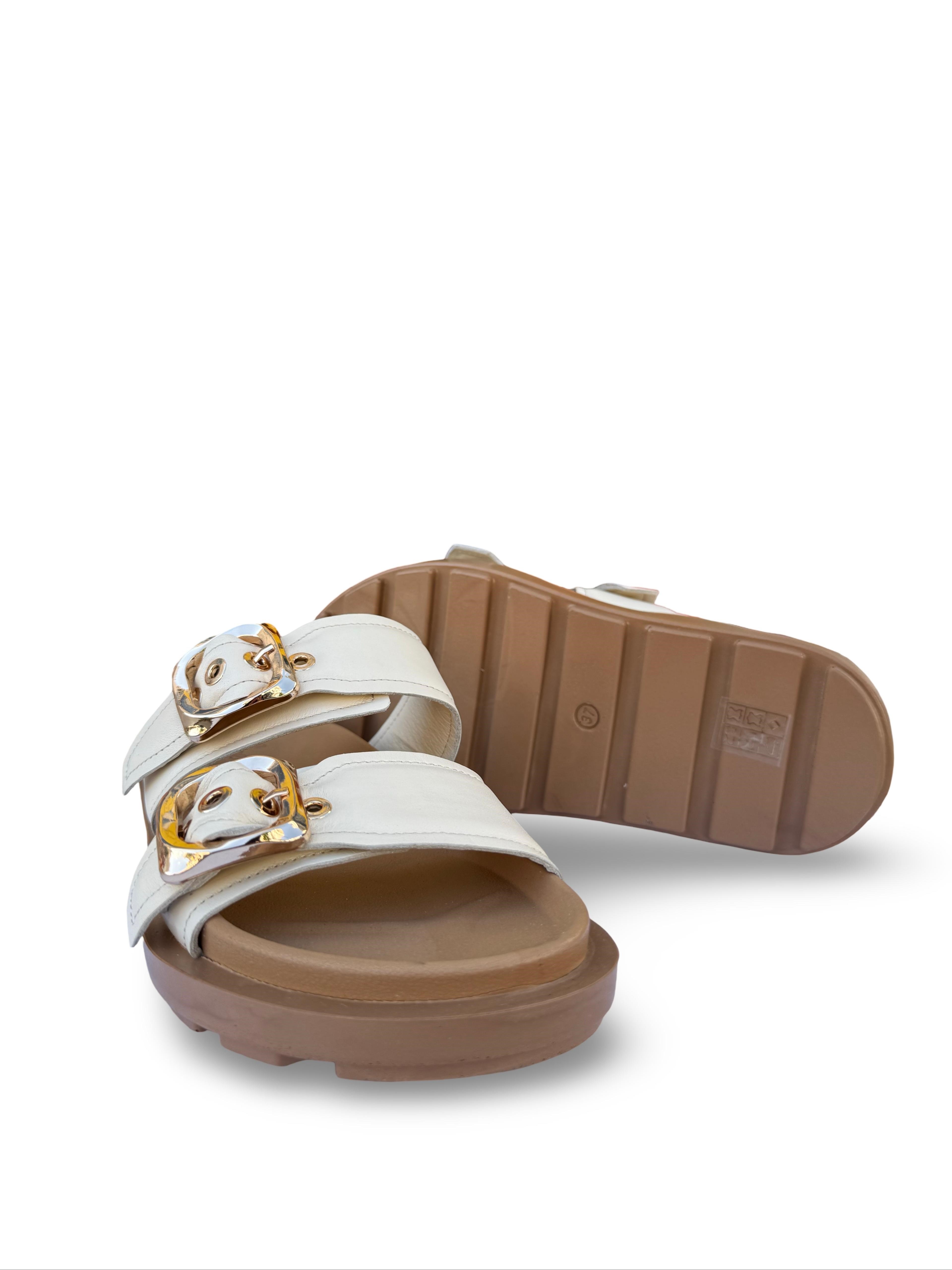 Bty226626 Hakiki Deri Comfort Taban Kadın Terlik Bej
