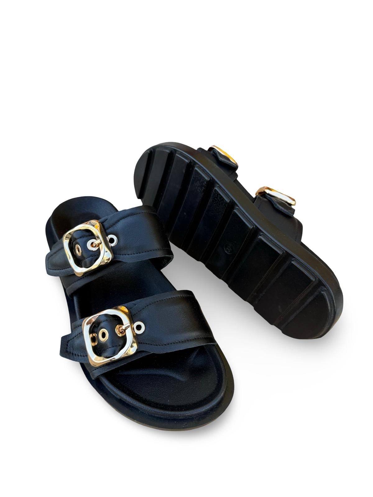 Bty226626 Hakiki Deri Comfort Taban Kadın Terlik Siyah