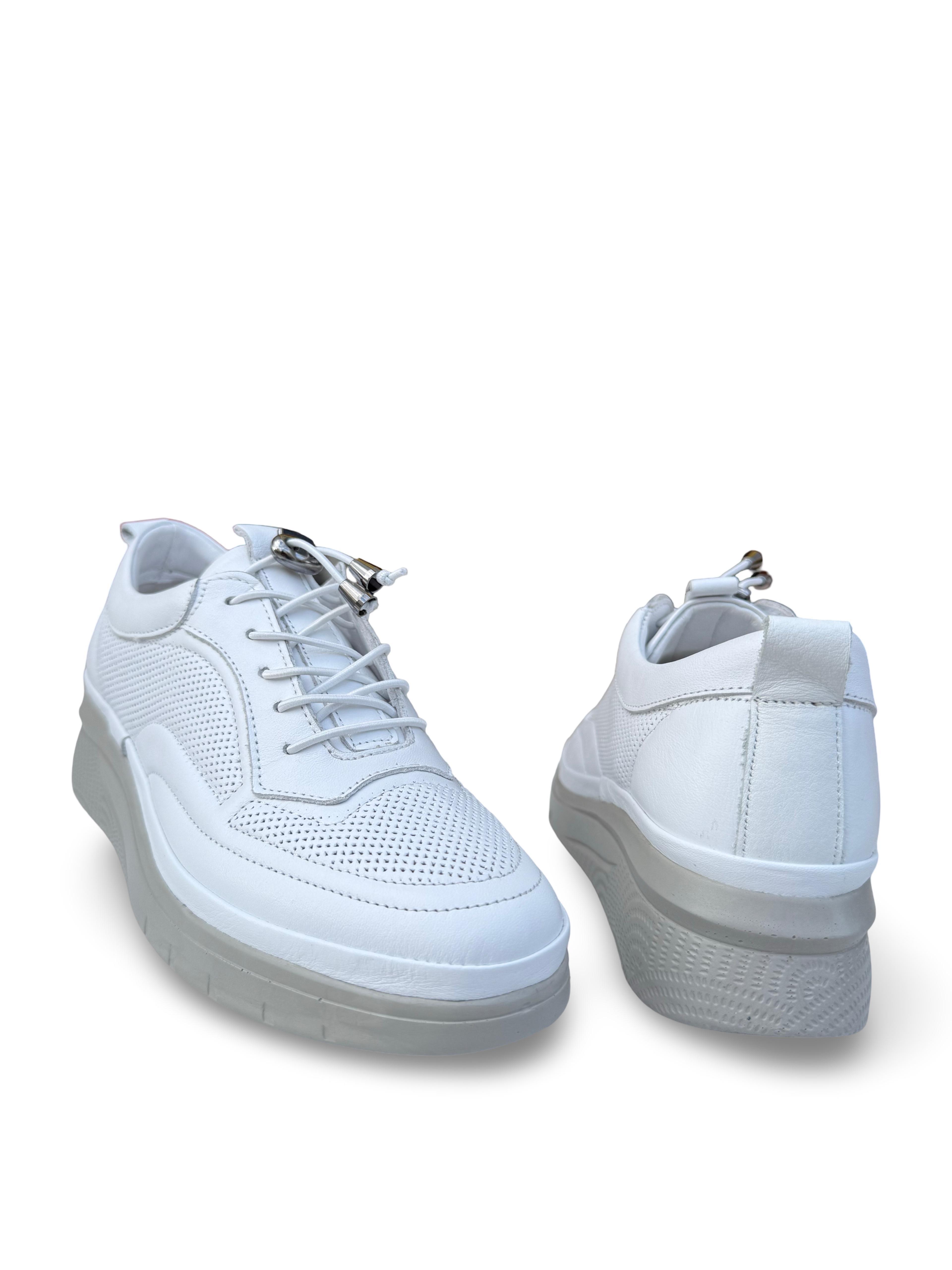 Bty227121 Hakiki Deri Kadın Comfort Taban Ayakkabı Beyaz