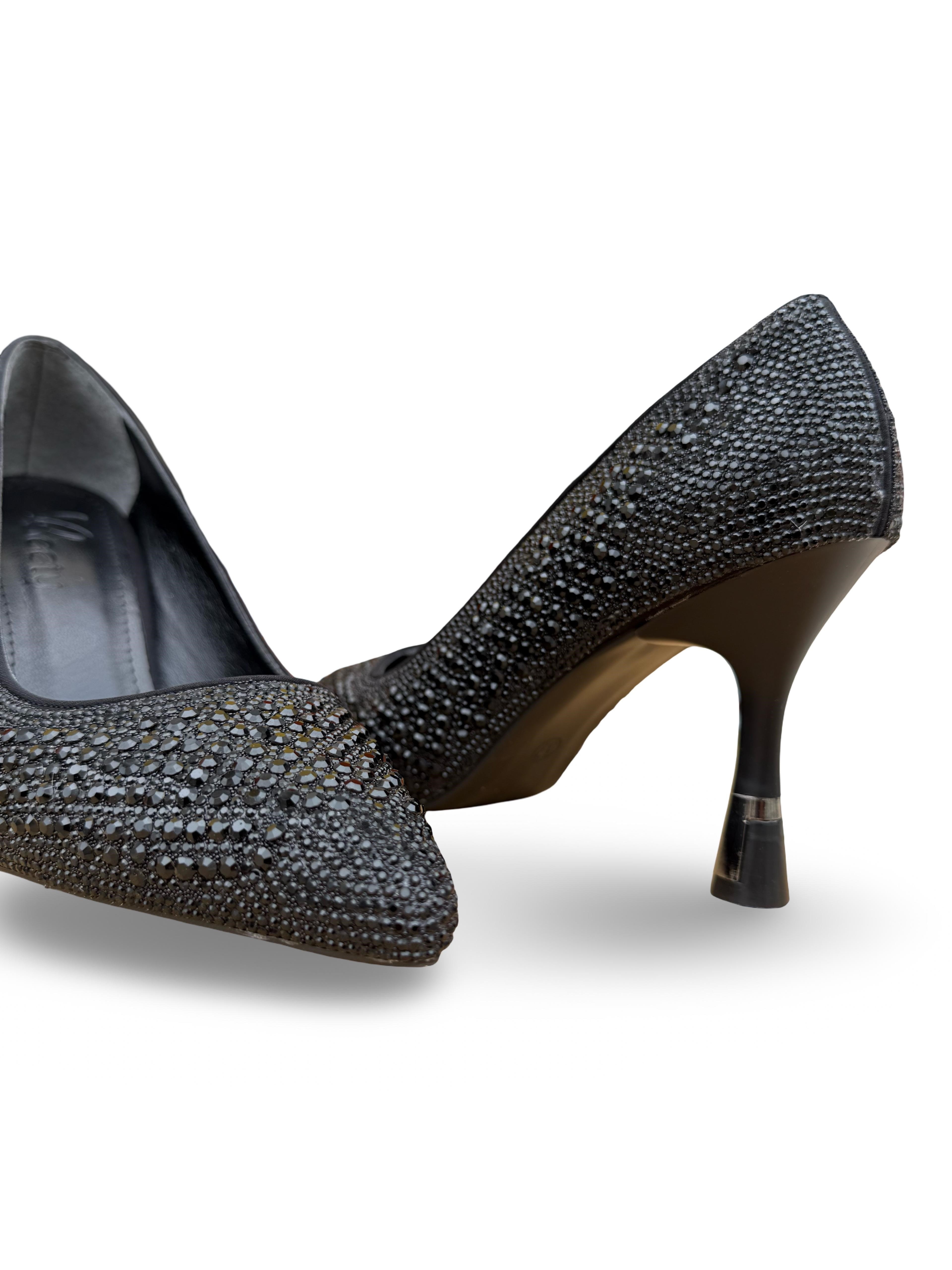 Bty2387103 Taşlı Kadın Stiletto Siyah