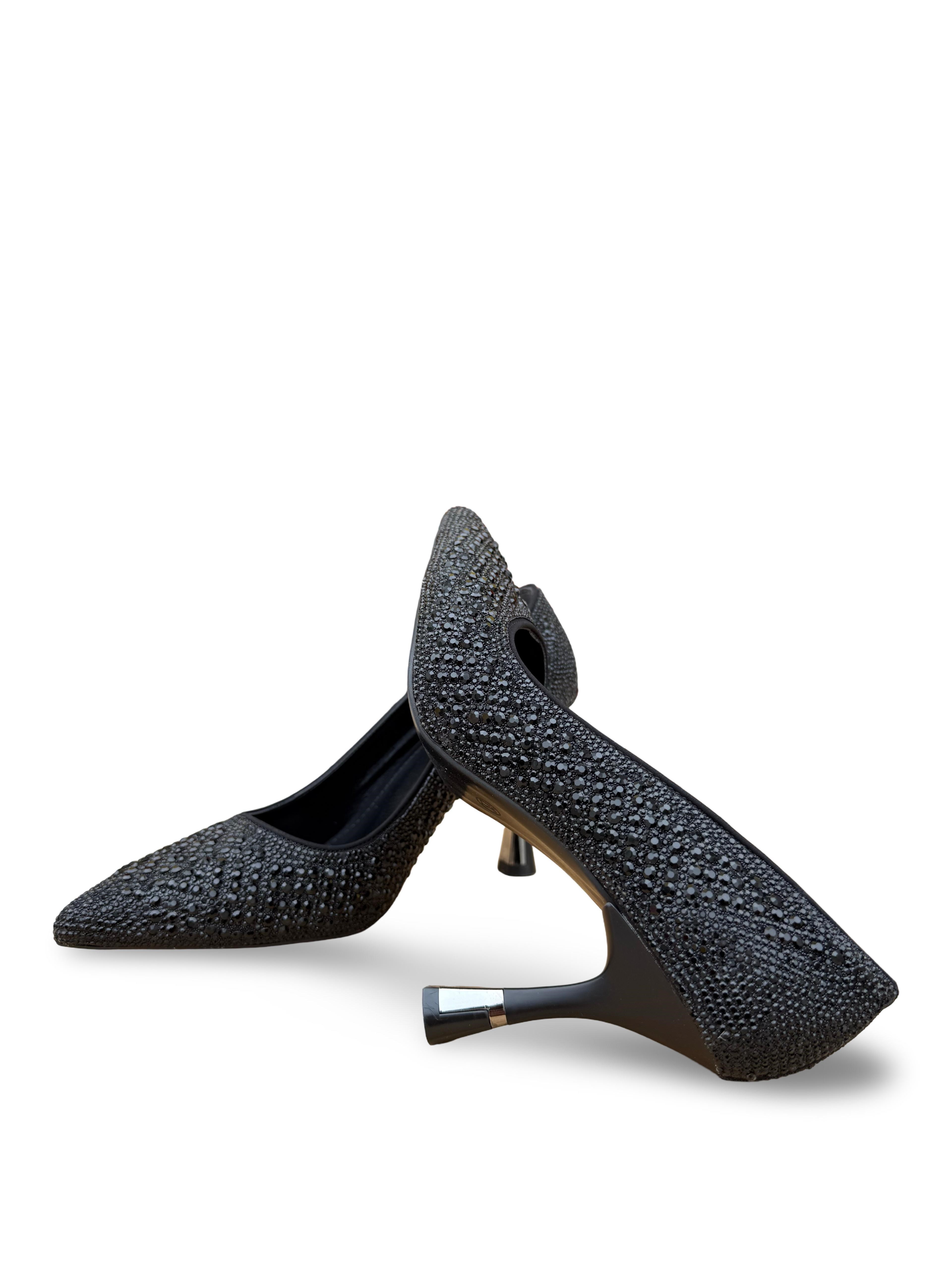 Bty2387103 Taşlı Kadın Stiletto Siyah