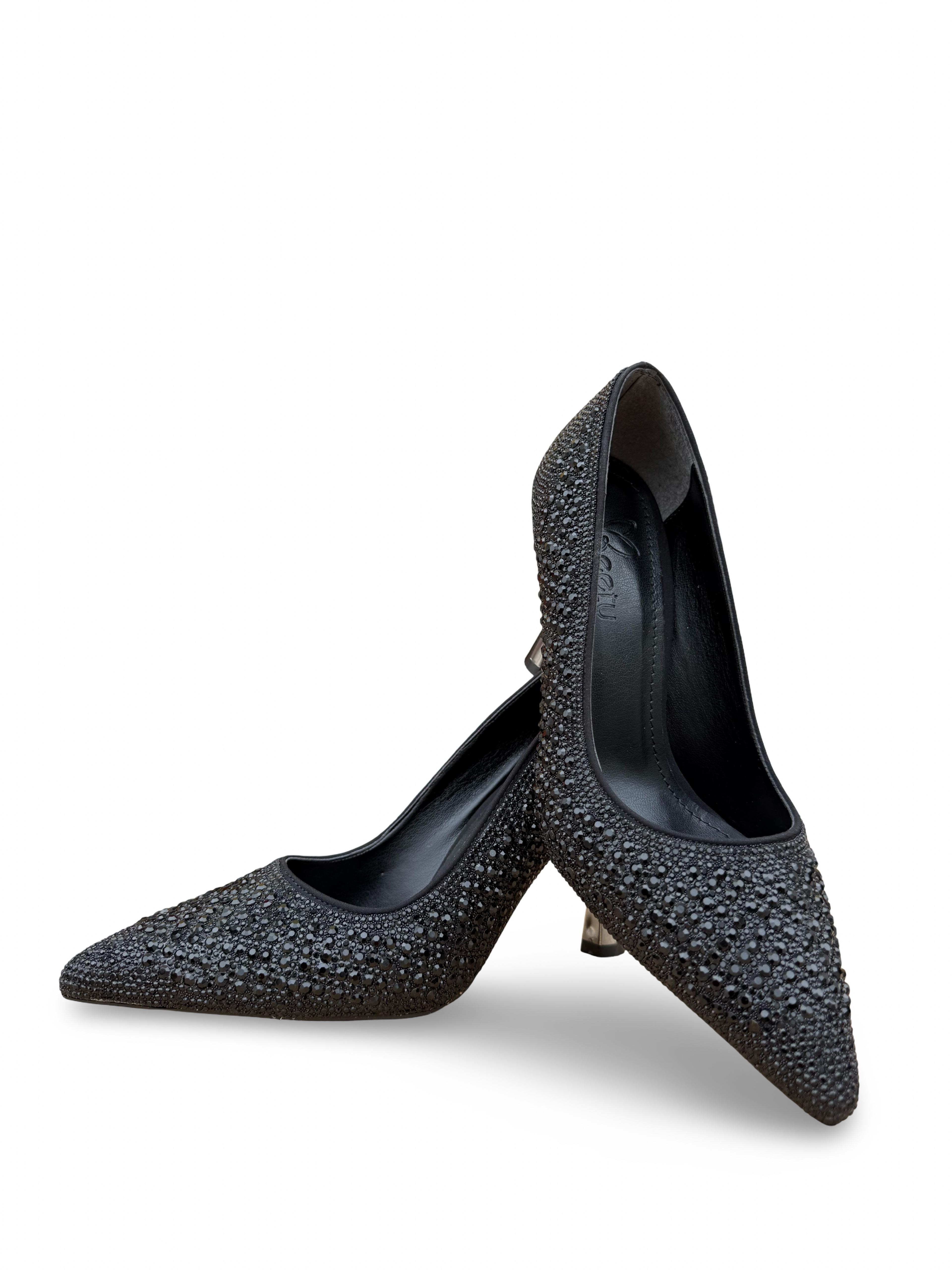 Bty2387103 Taşlı Kadın Stiletto Siyah