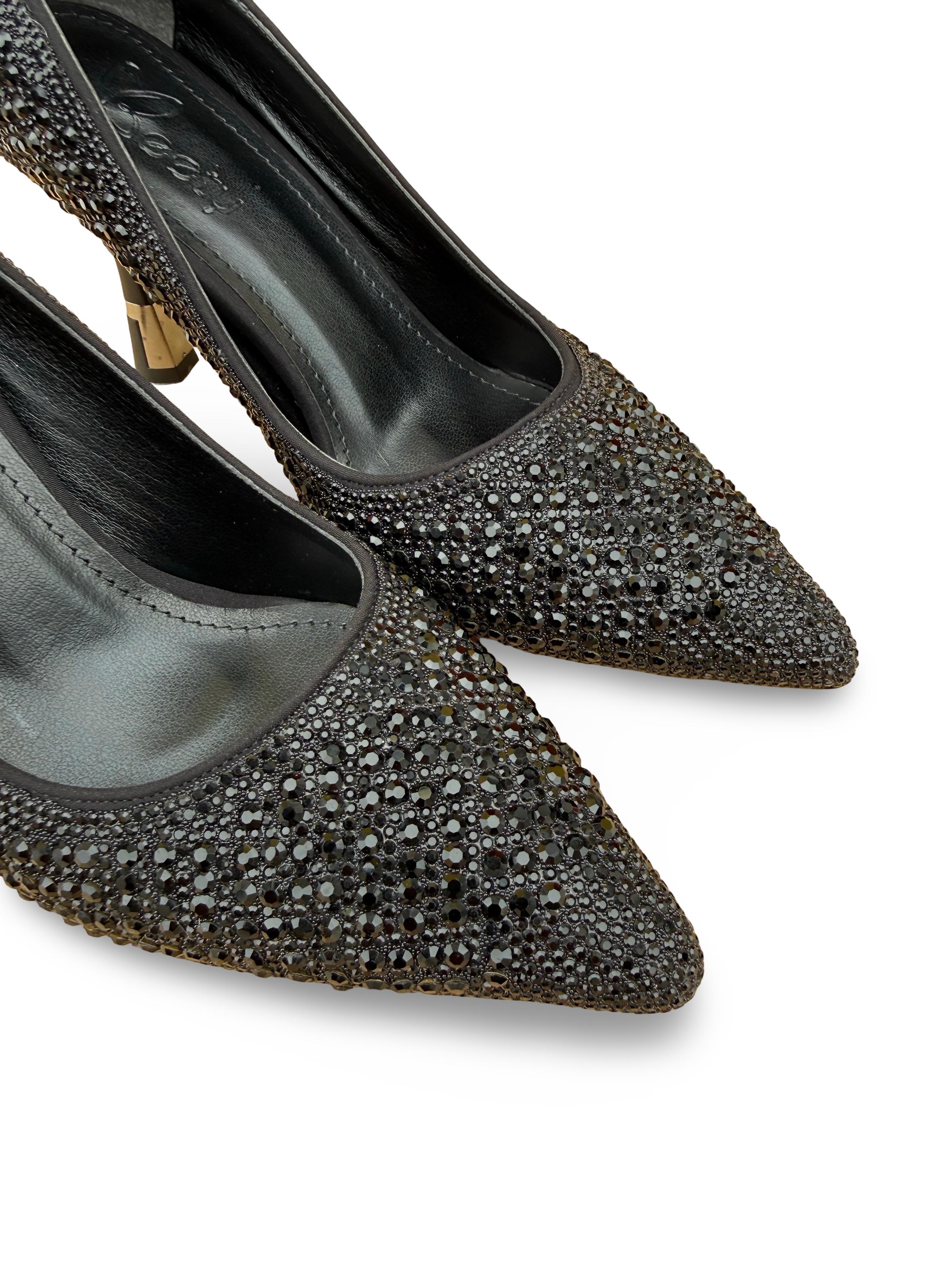 Bty2387103 Taşlı Kadın Stiletto Siyah