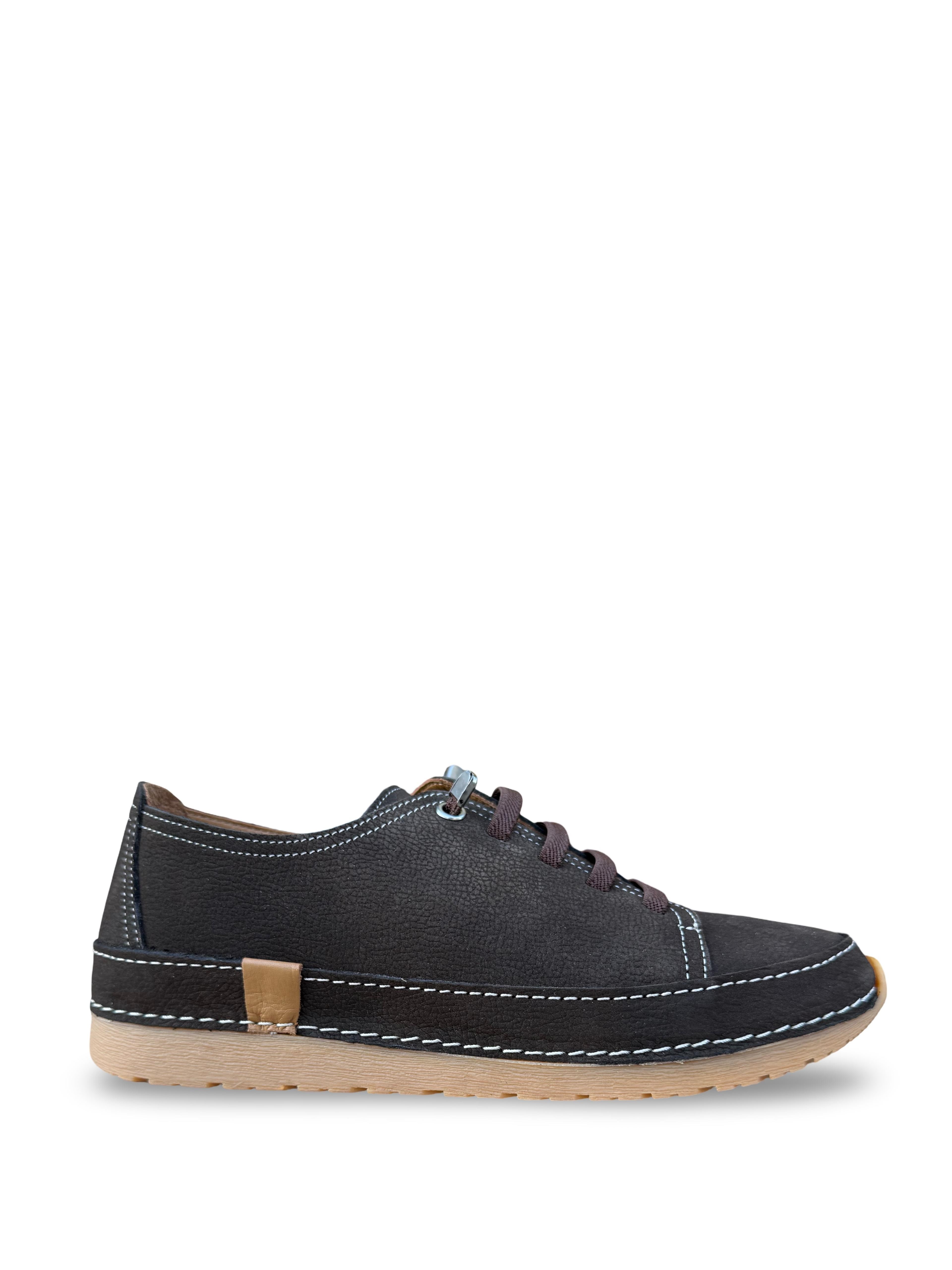 Bty262RC1 Hakiki Deri Kadın Comfort Taban Casual Ayakkabı Kahve Nubuk