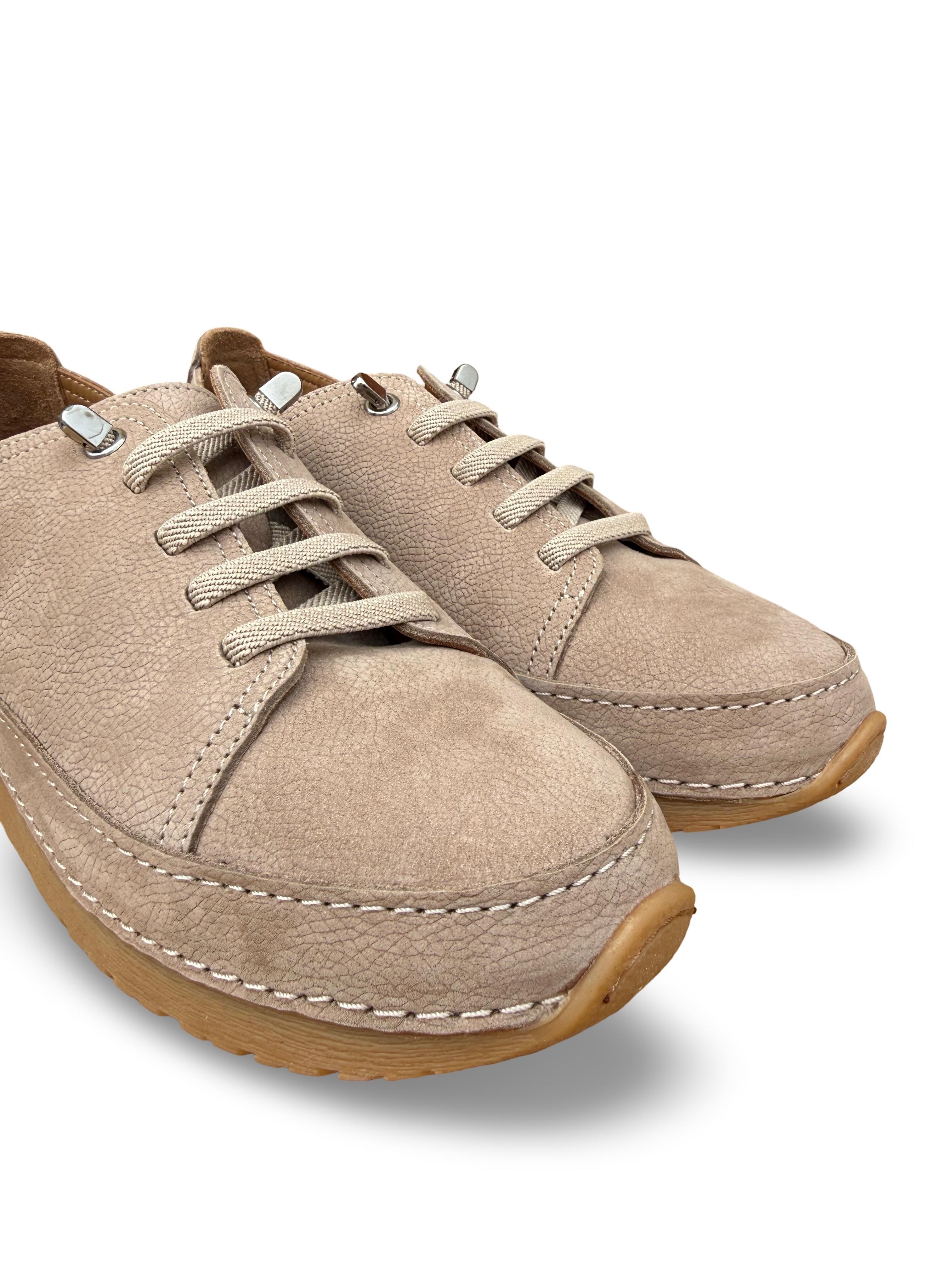 Bty262RC1 Hakiki Deri Kadın Comfort Taban Casual Ayakkabı Vizon Nubuk