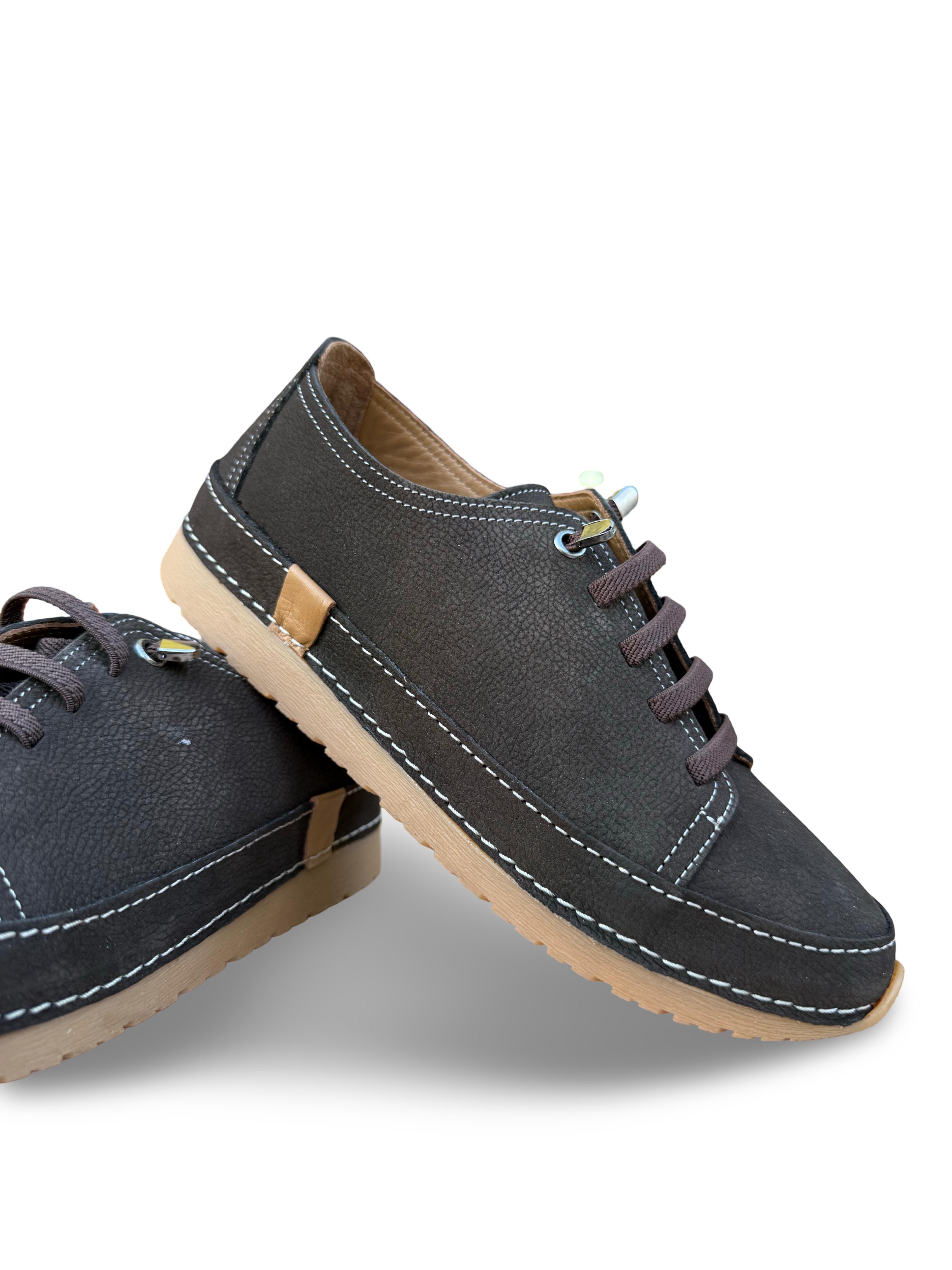 Bty262RC1 Hakiki Deri Kadın Comfort Taban Casual Ayakkabı Kahve Nubuk
