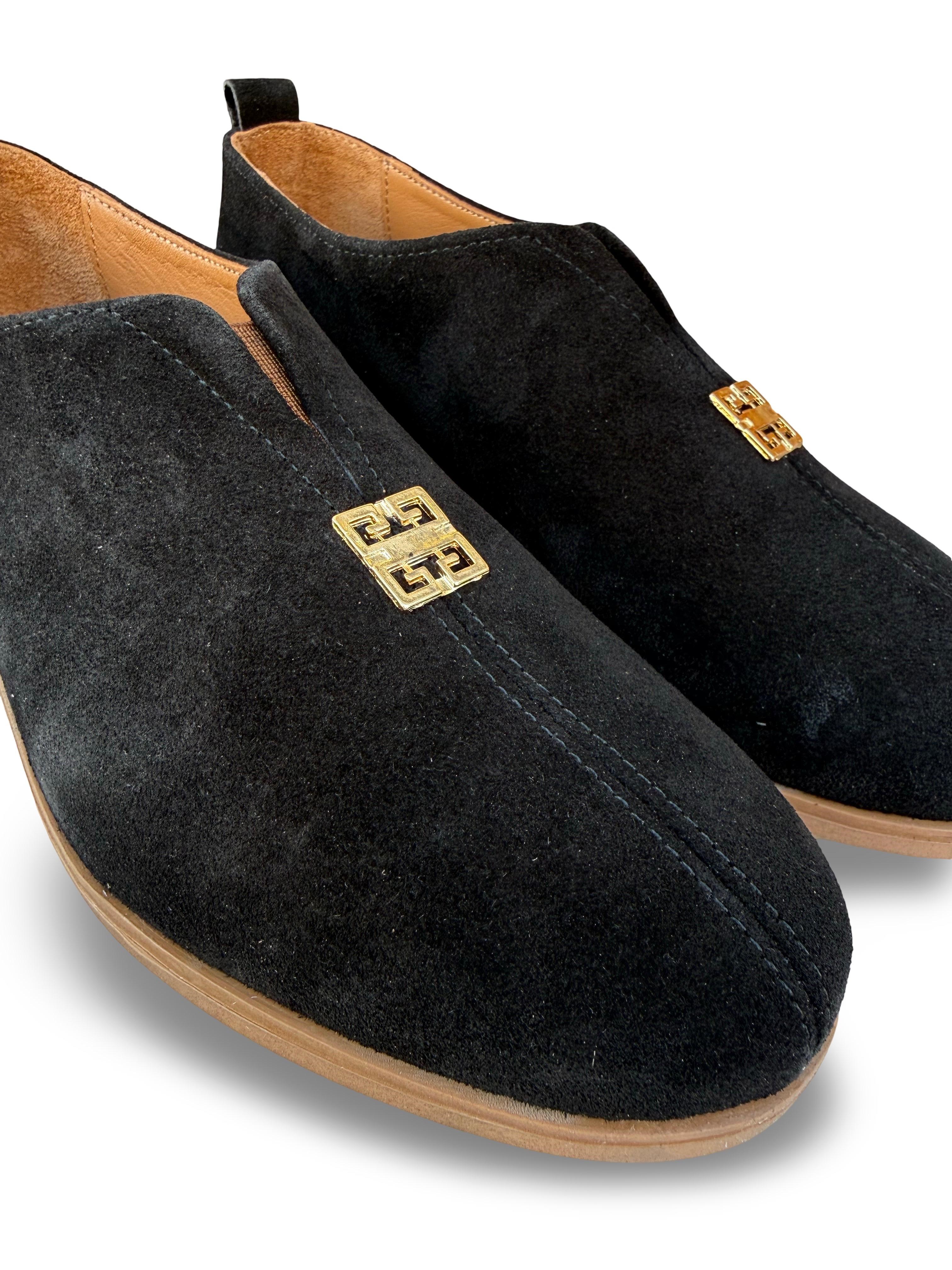 Bty2640069 Hakiki Süet Deri Kadın Loafer & Babet Siyah Süet