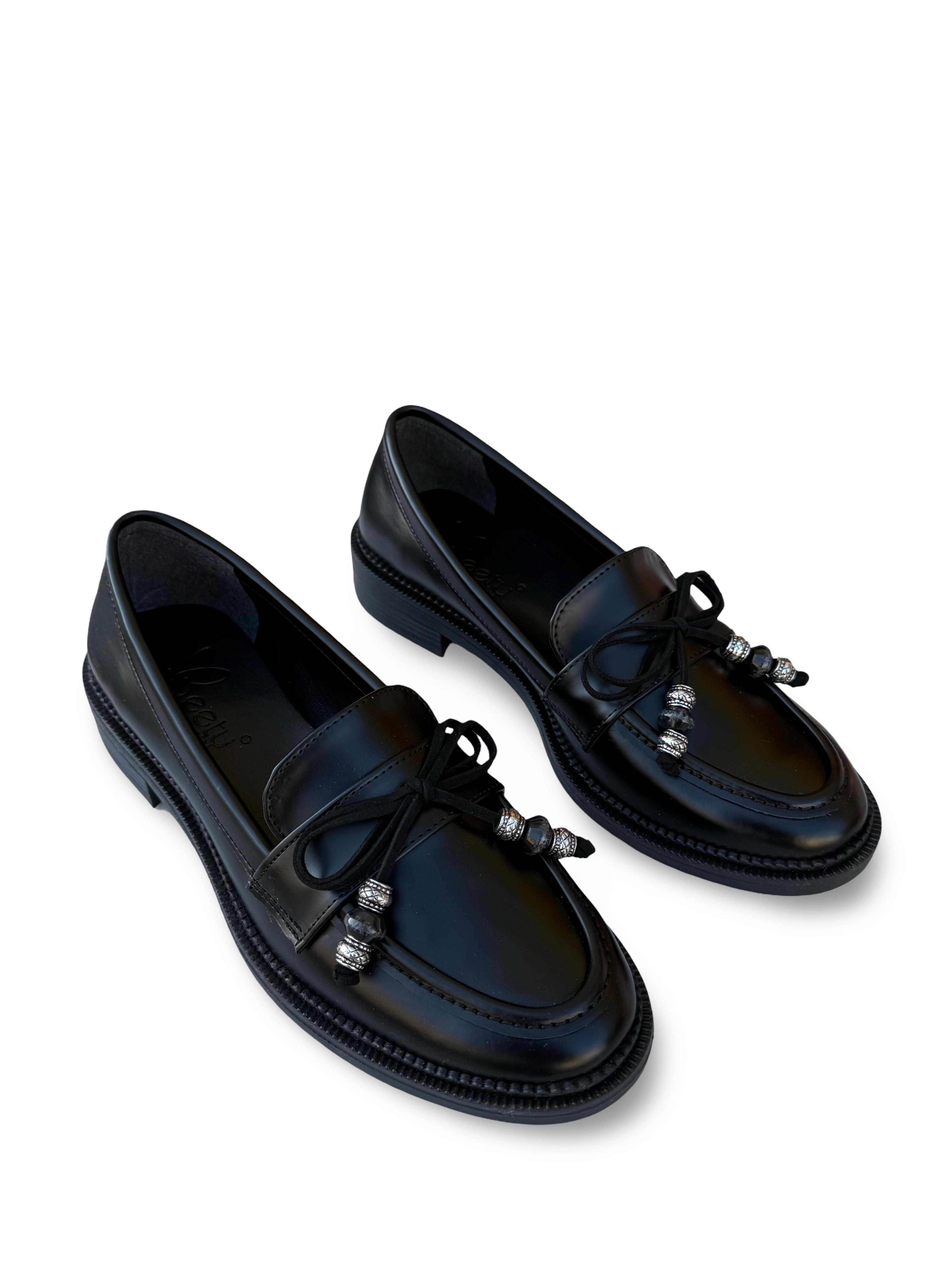 Bty99807 Kadın Fiyonklu Loafer Babet Siyah