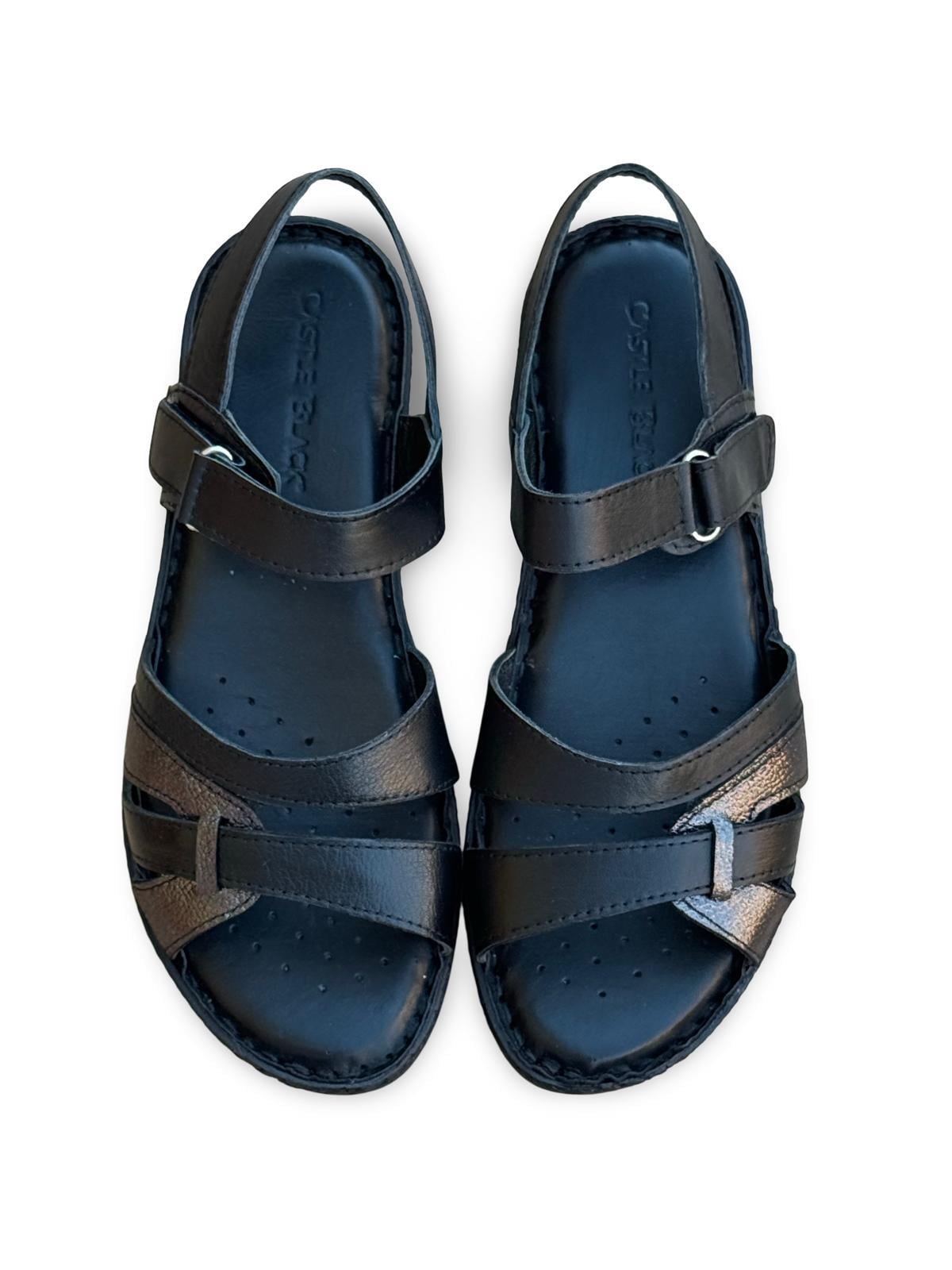 C.Black 22338 Hakiki Deri Comfort Taban Kadın Sandalet Siyah