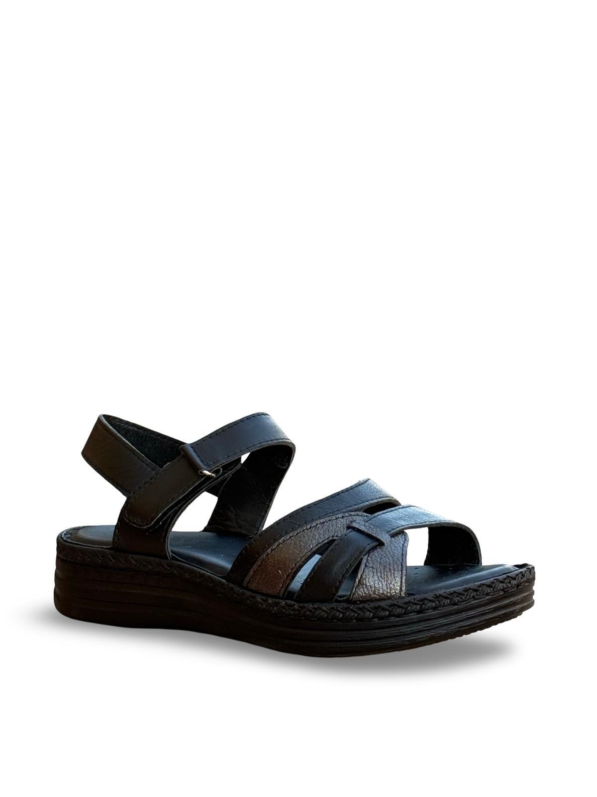C.Black 22338 Hakiki Deri Comfort Taban Kadın Sandalet Siyah