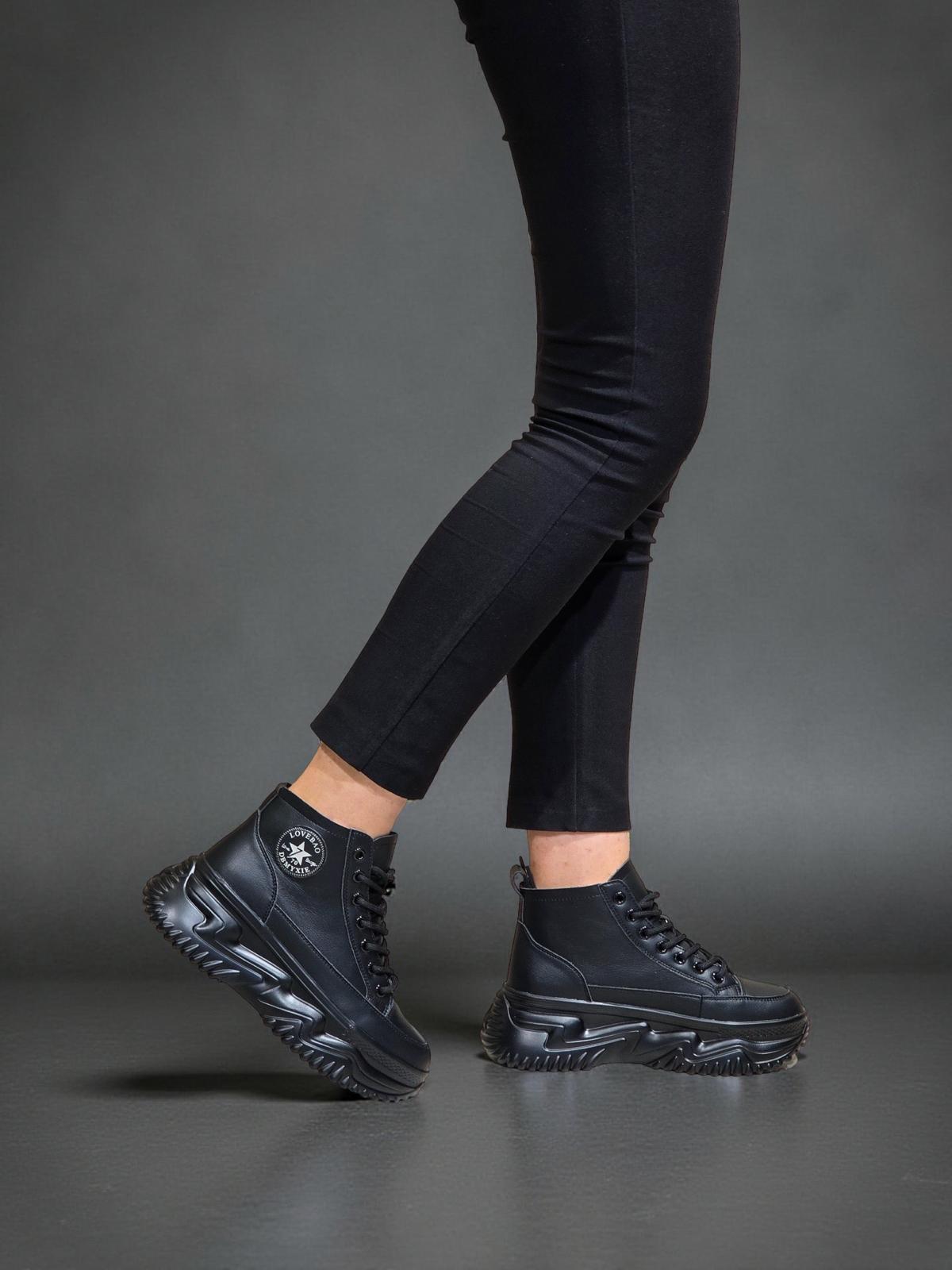 GML Gınza   Taban Yüksek Bilekli Kadın Spor Sneaker Siyah