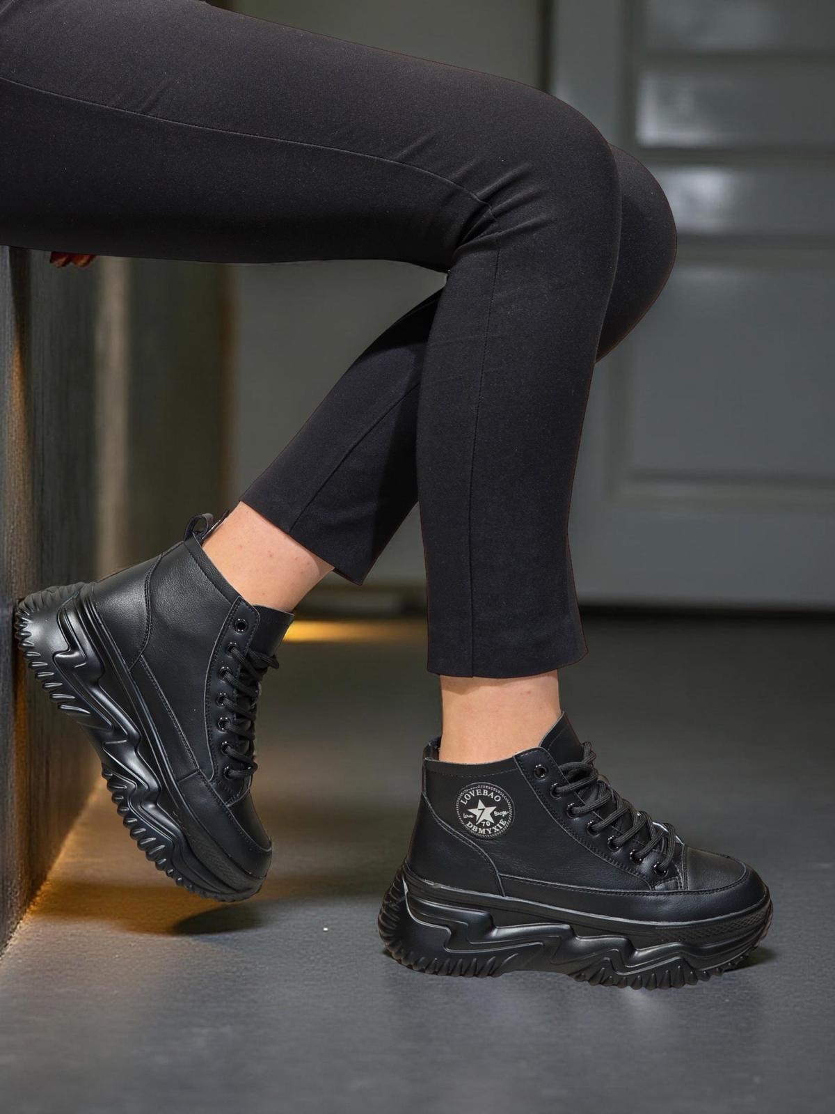 GML Gınza   Taban Yüksek Bilekli Kadın Spor Sneaker Siyah