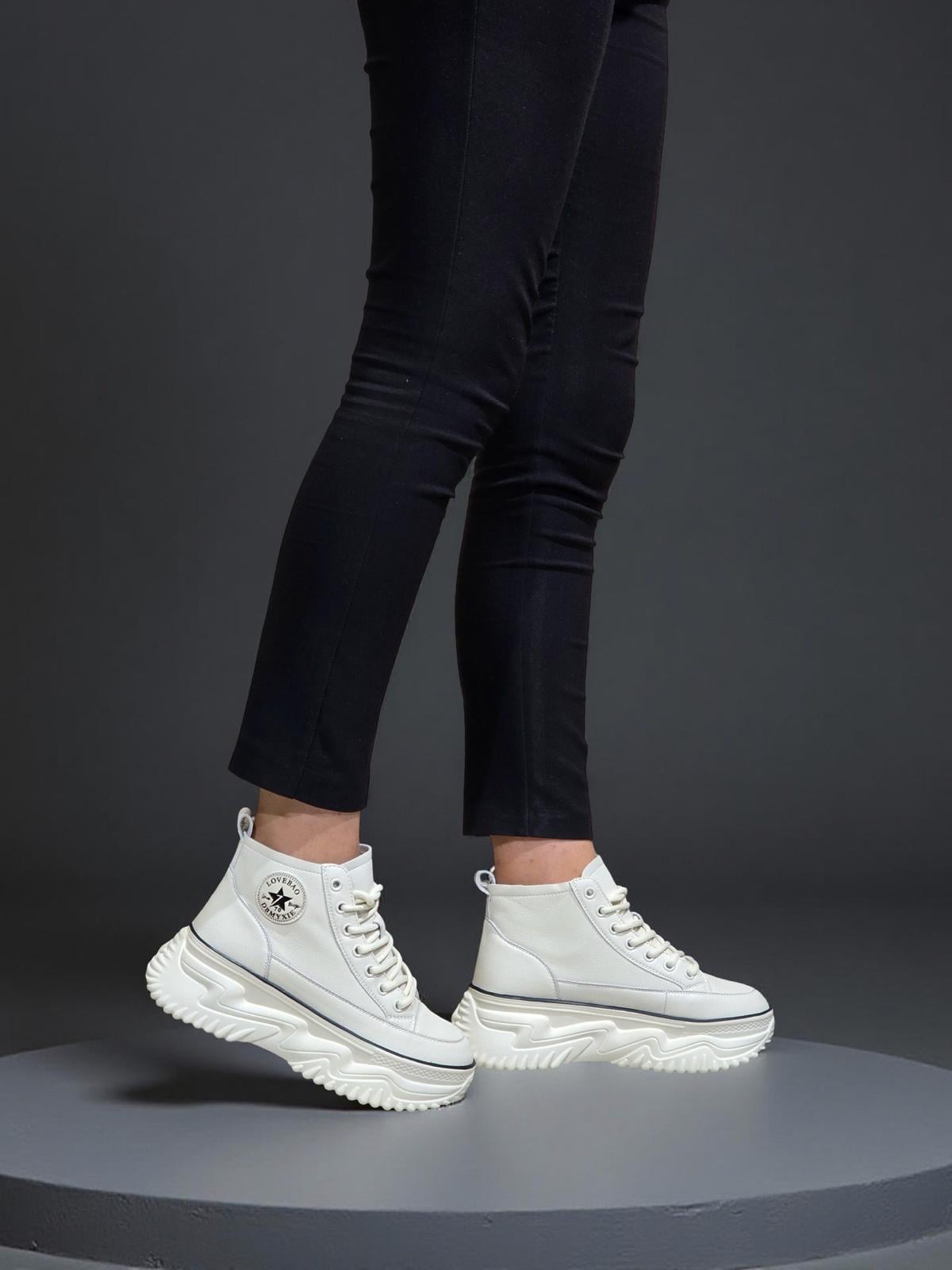 GML Gınza   Taban Yüksek Bilekli Kadın Spor Sneaker Beyaz