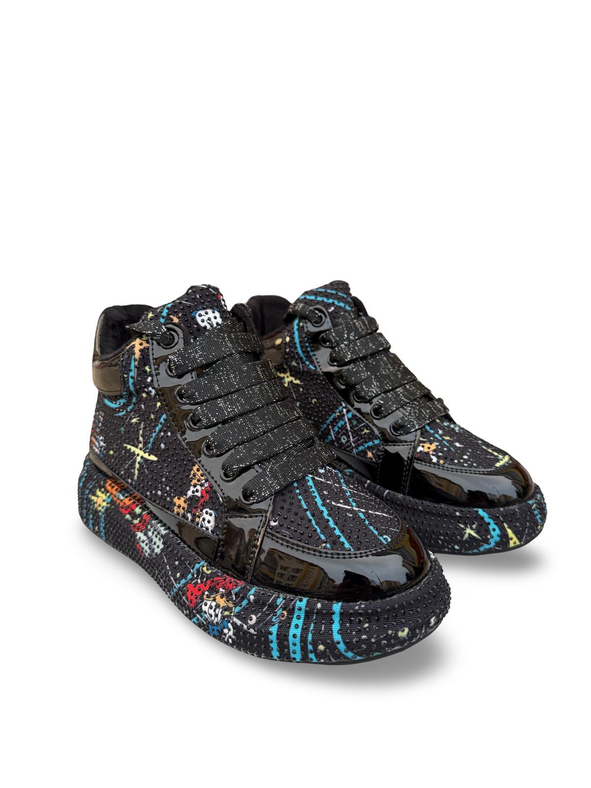 Guja 24K441  Kadın Boğazlı Sneaker Aır Taban Taş Detaylı Siyah