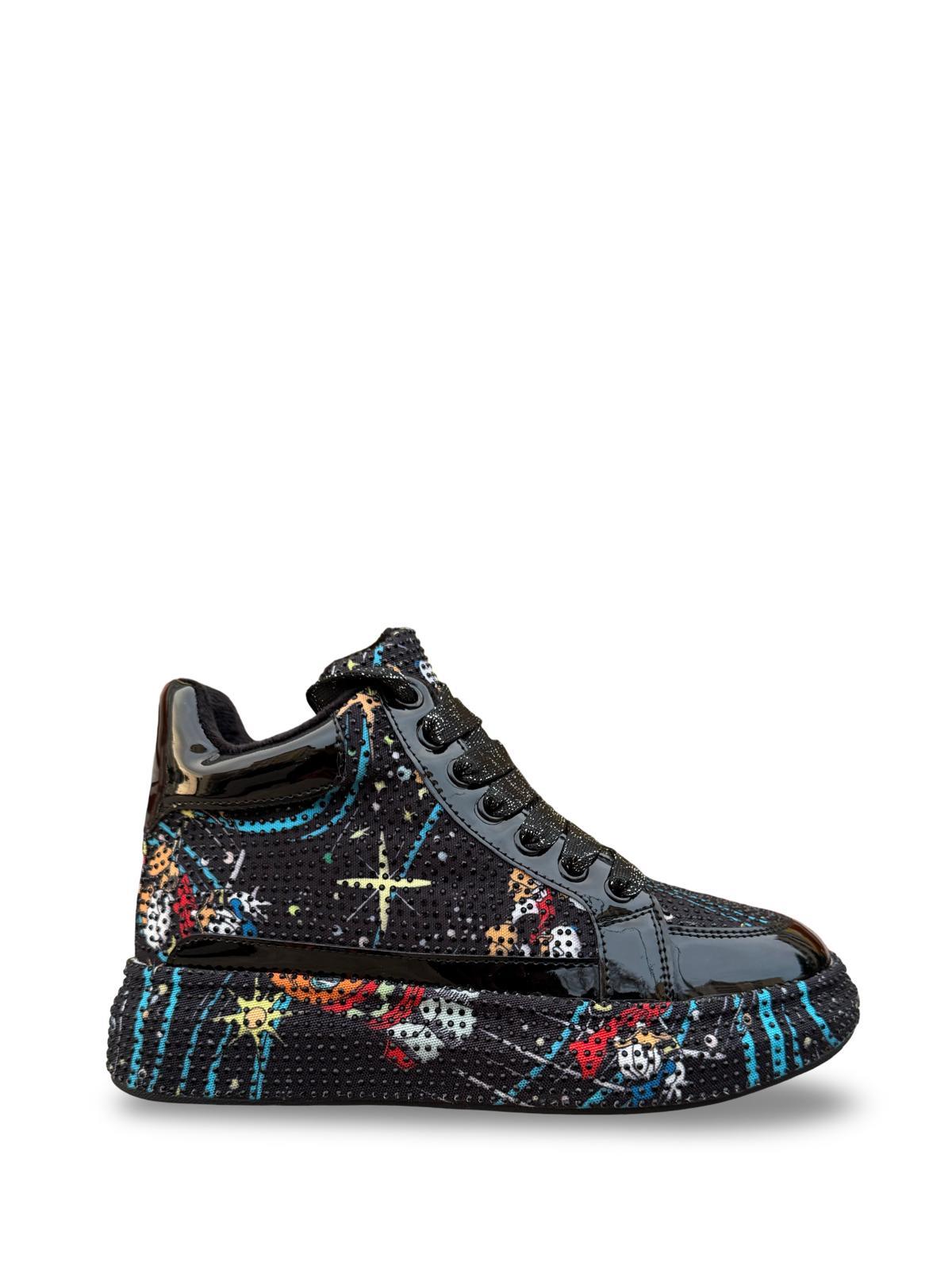 Guja 24K441  Kadın Boğazlı Sneaker Aır Taban Taş Detaylı Siyah