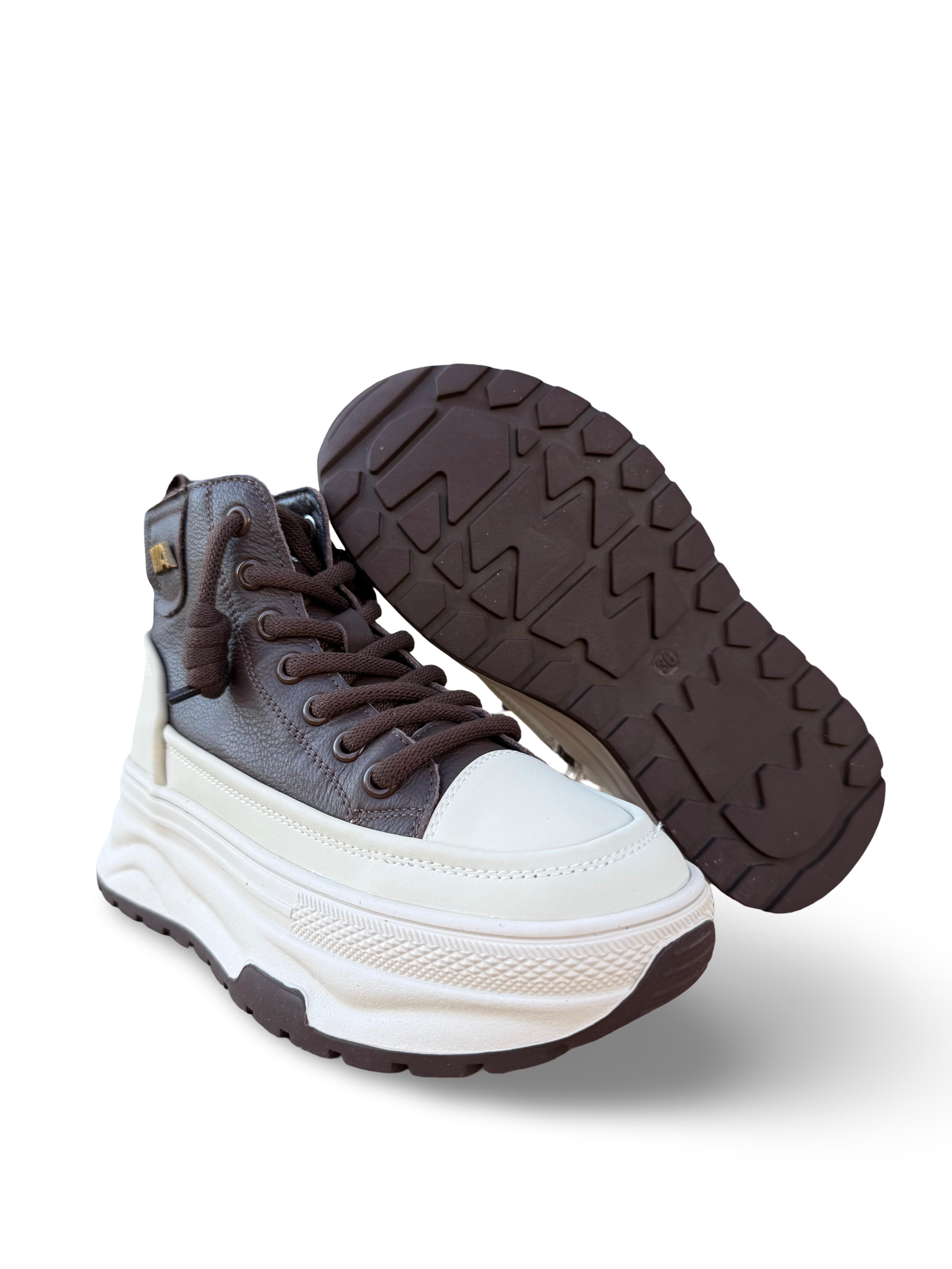 Guja 26K336-1 Hakiki Deri  Kadın Sneaker Bot Kahve