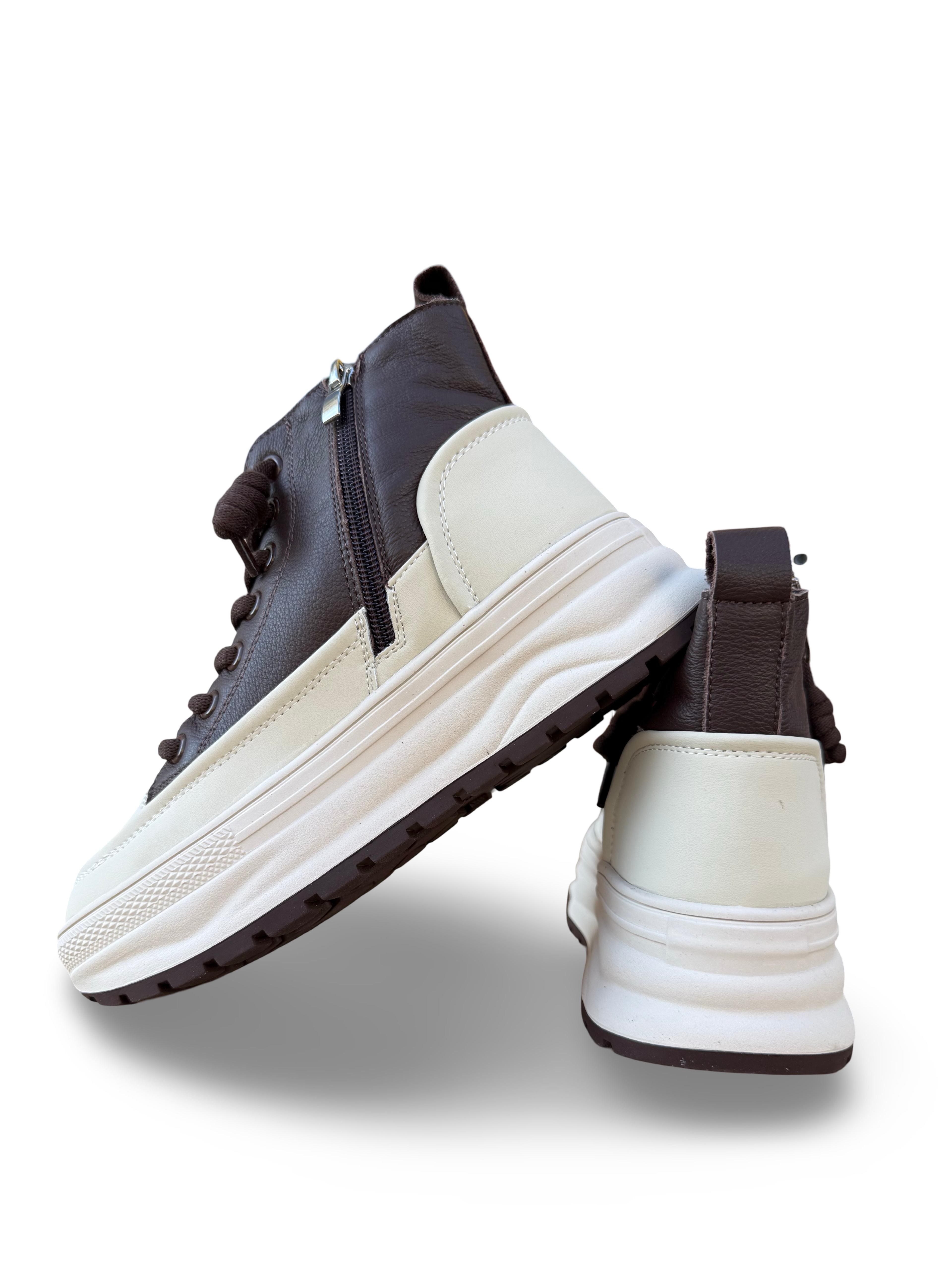 Guja 26K336-1 Hakiki Deri  Kadın Sneaker Bot Kahve