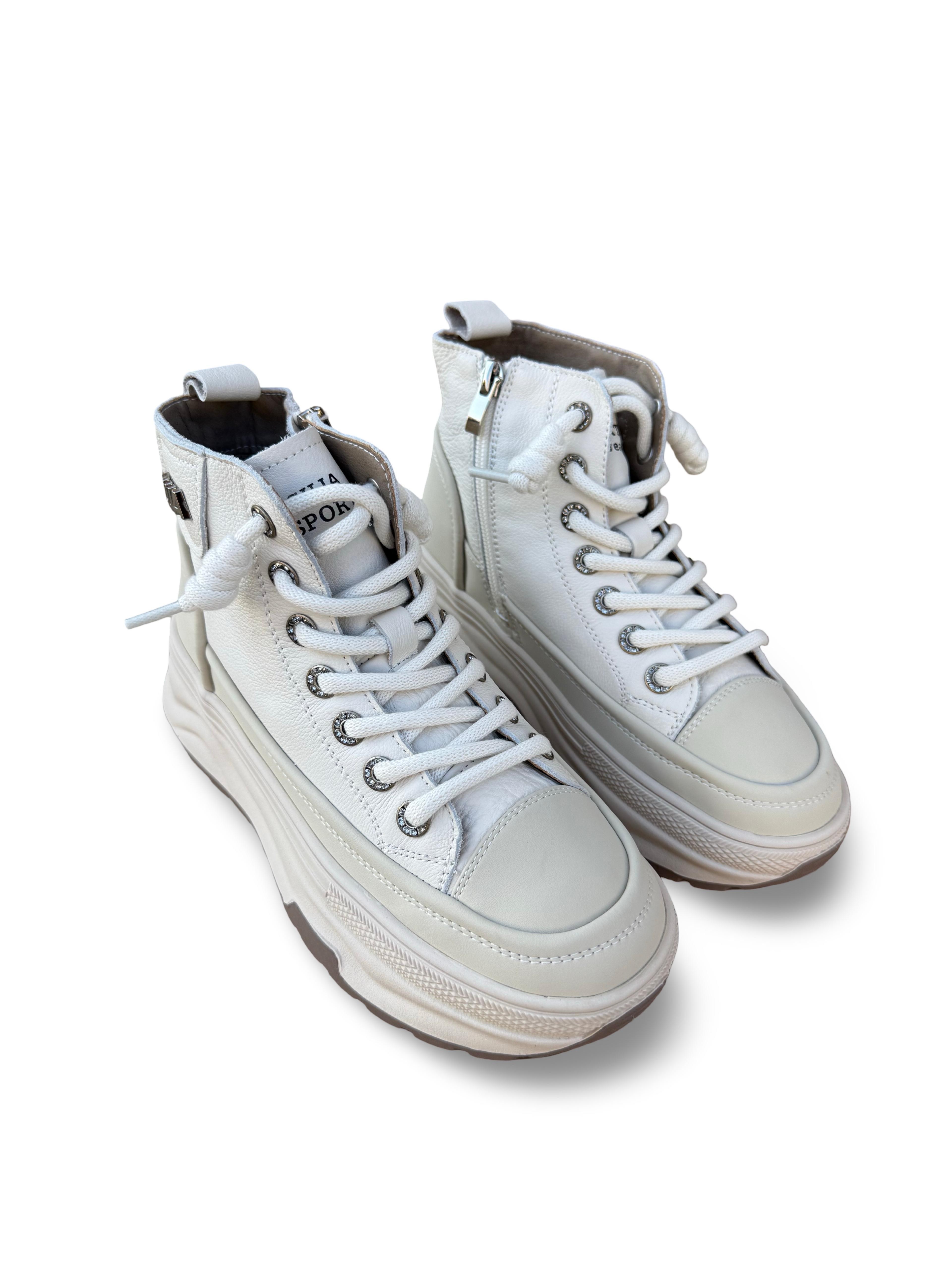 Guja 26K336-1 Hakiki Deri  Kadın Sneaker Bot Bej